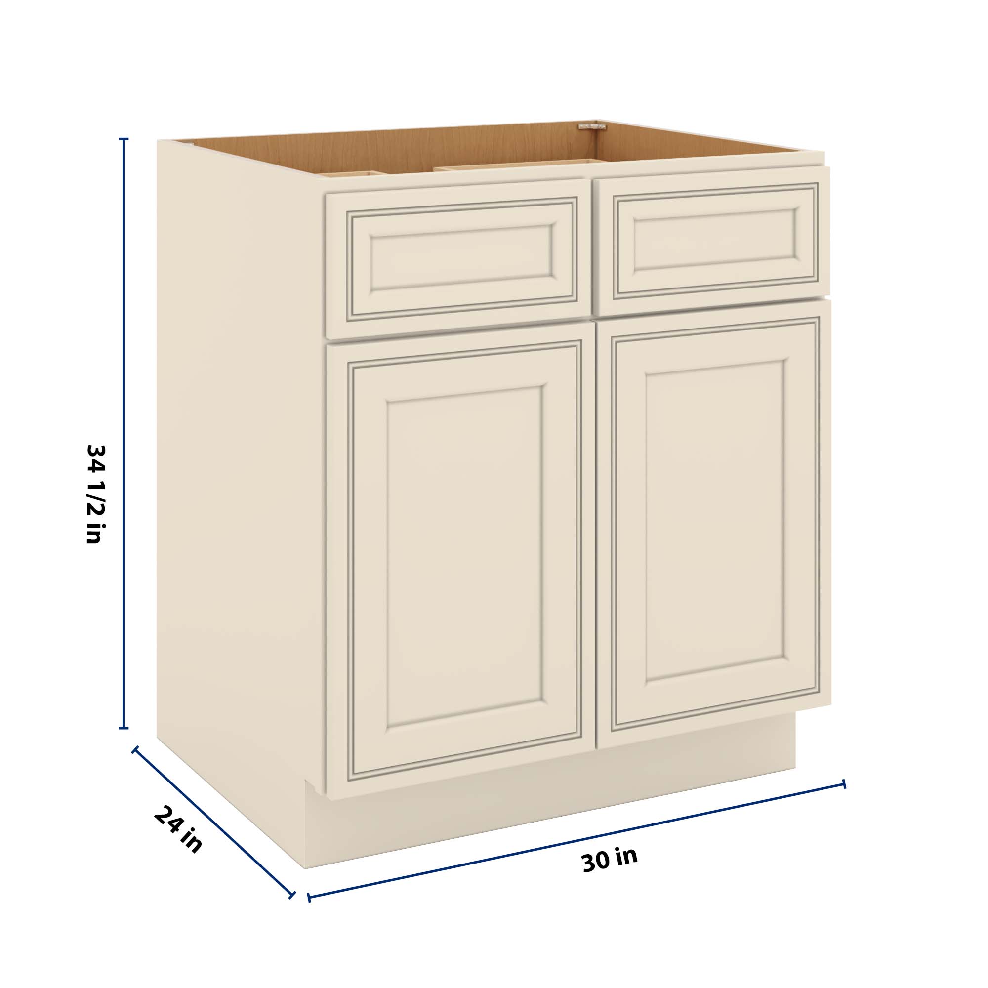 J&K Pearl Glazed H9 Double Door Standard Base Cabinet - 30" W
