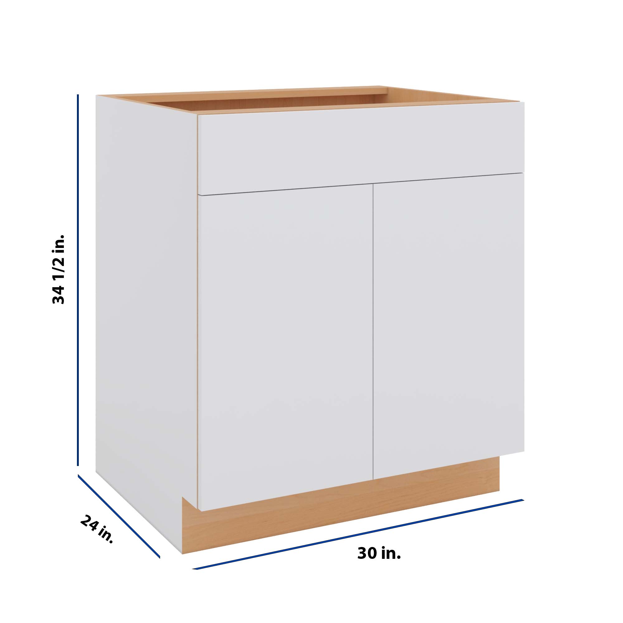 Modernform Cabinet Matte White 30" W X 34 1/2" H X 24" D Double Door Base Cabinet