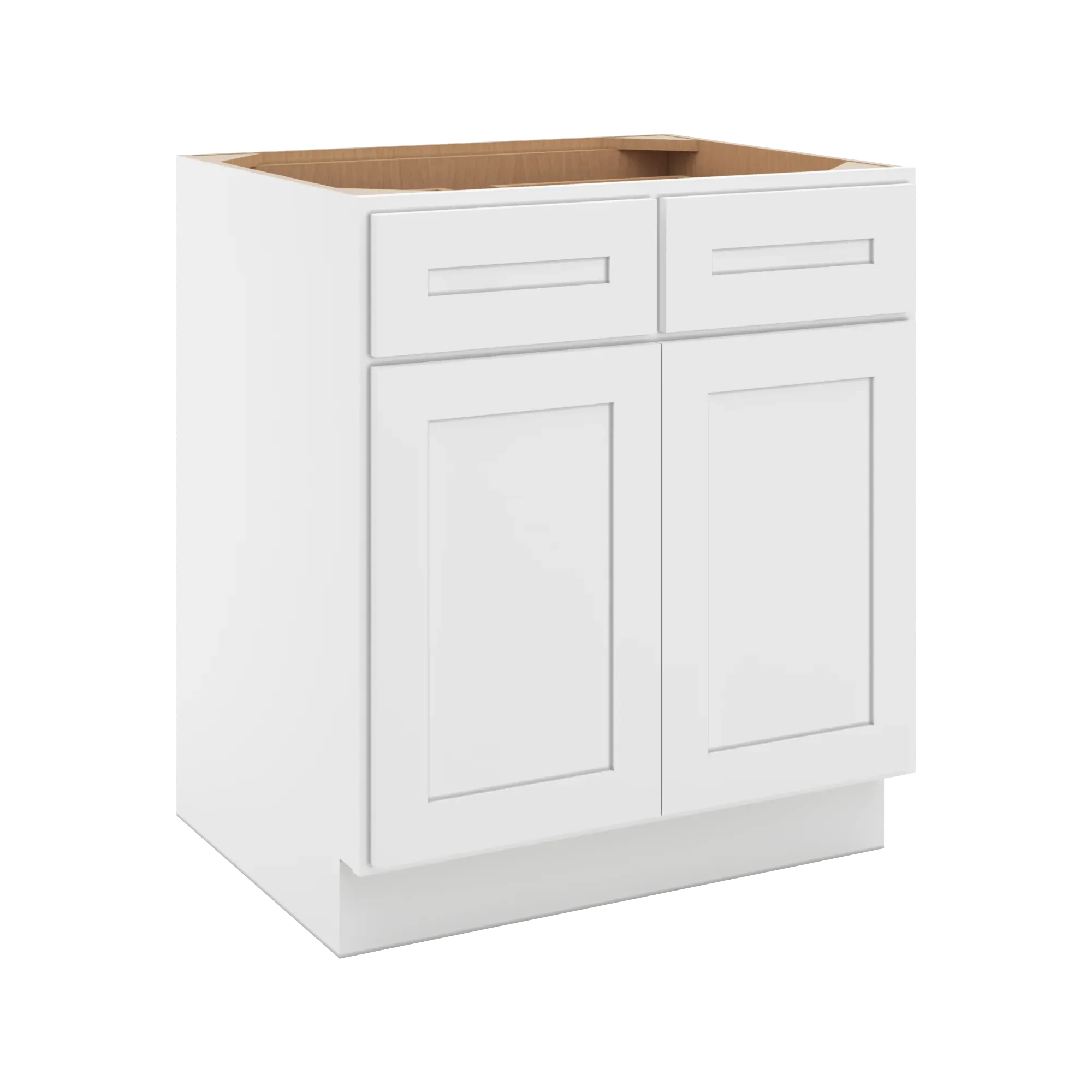 cnc luxor 5 piece white 30 w 2 drawer double door base cabinet
