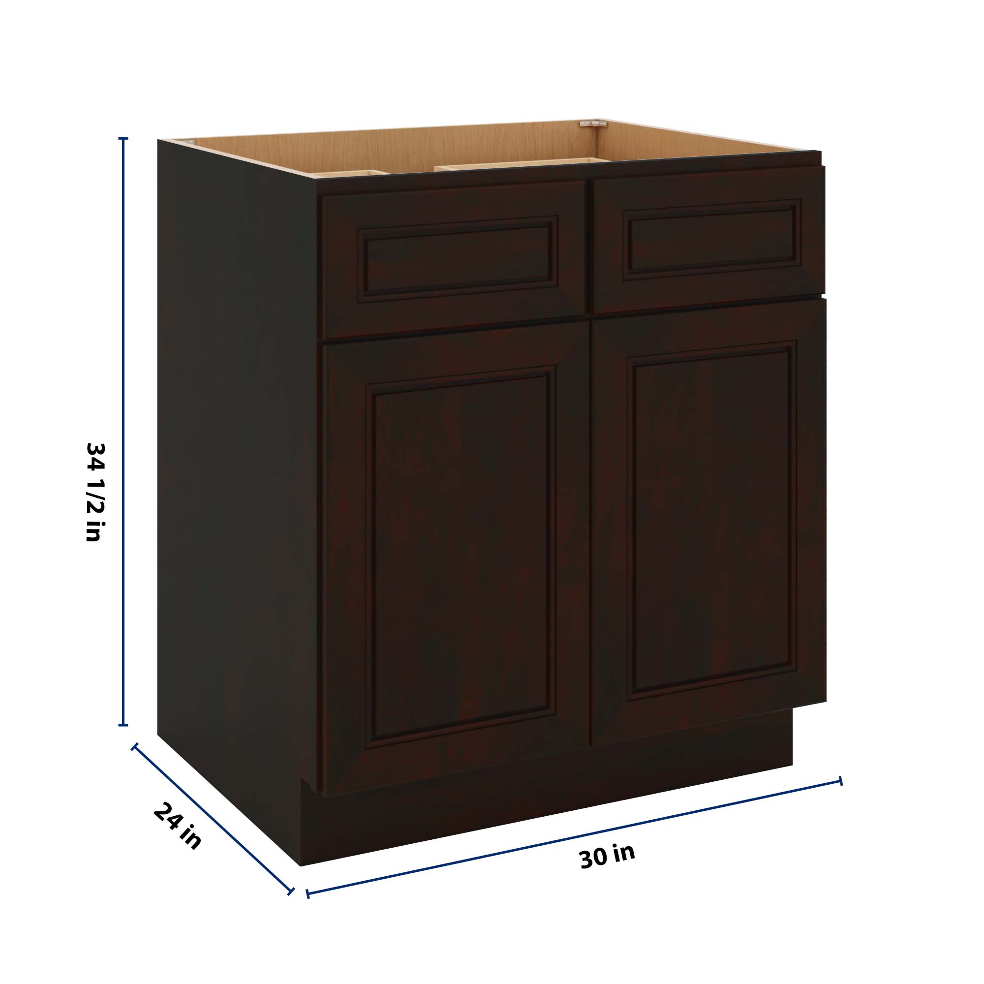 J&K Espresso K8 Double Door Standard Base Cabinet - 30" W