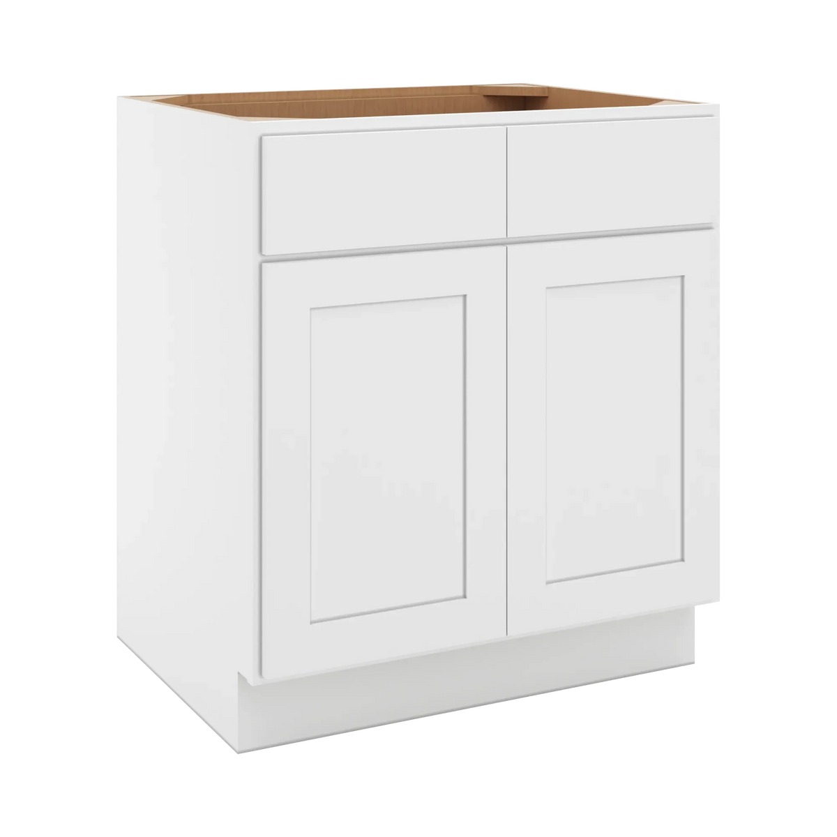 cnc luxor white 30 w 2 drawer double door base cabinet