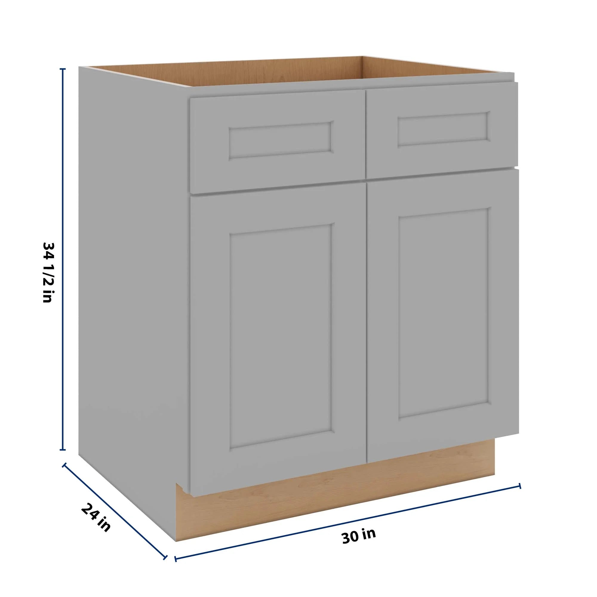 J&K Castle Grey S5 Double Door Standard Base Cabinet - 30" W