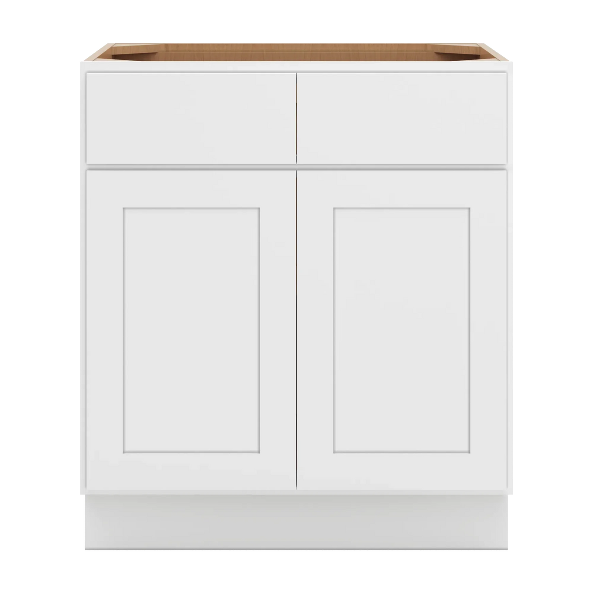 cnc luxor white 30 w 2 drawer double door base cabinet