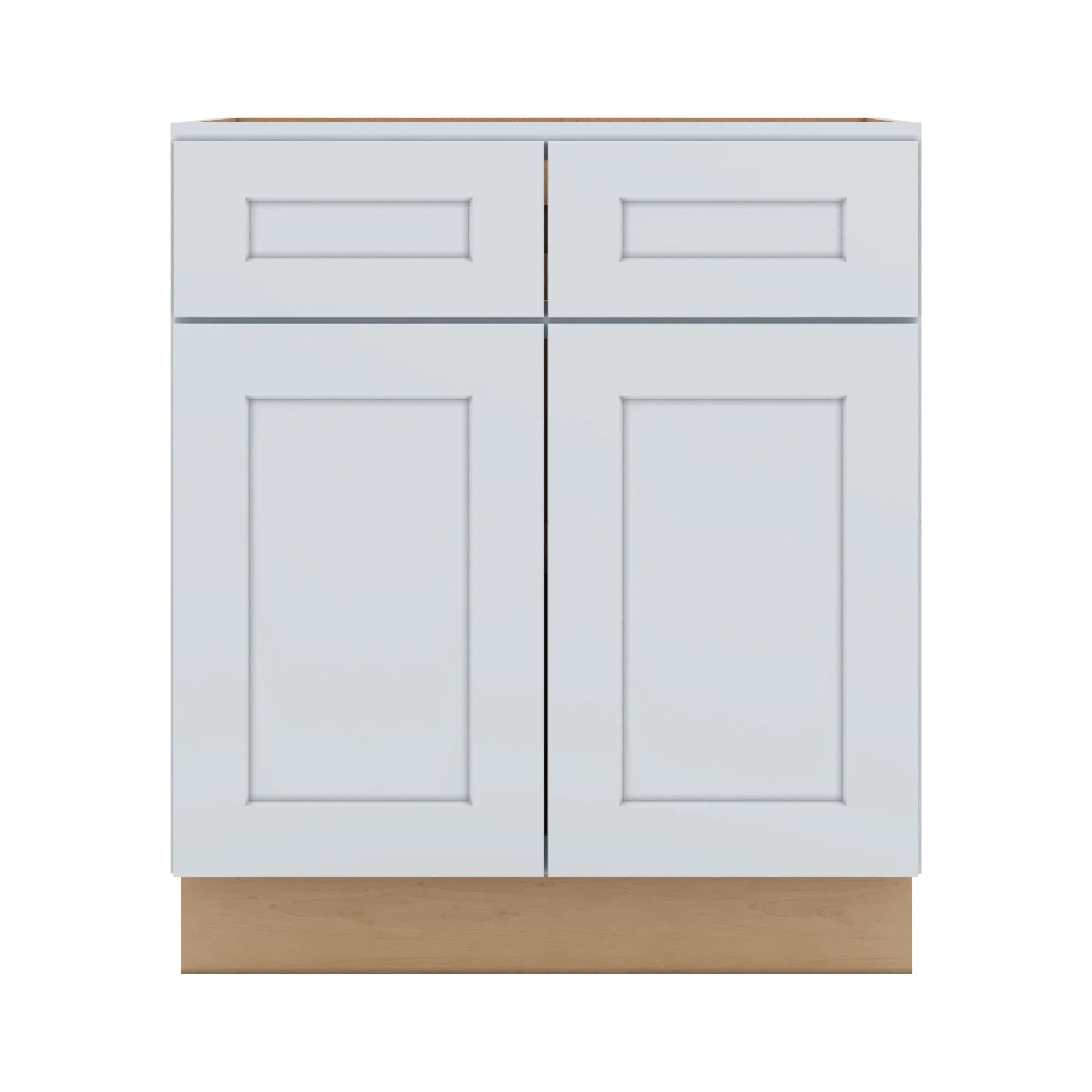 J&K White Shaker S8 Double Door Standard Base Cabinet   30" W