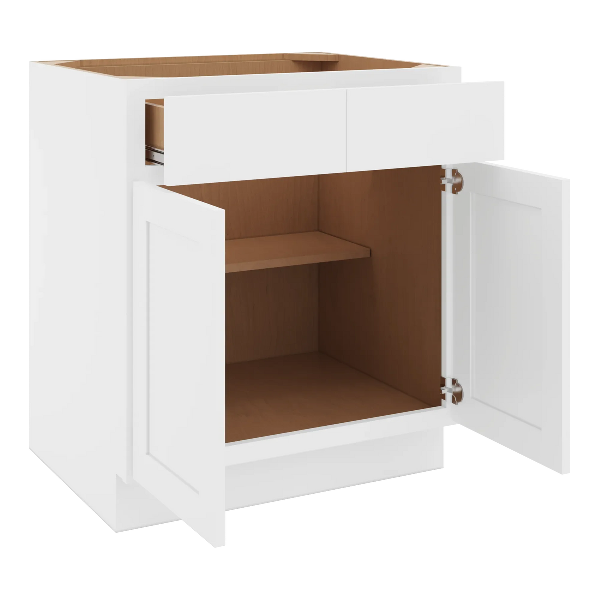 cnc luxor white 30 w 2 drawer double door base cabinet