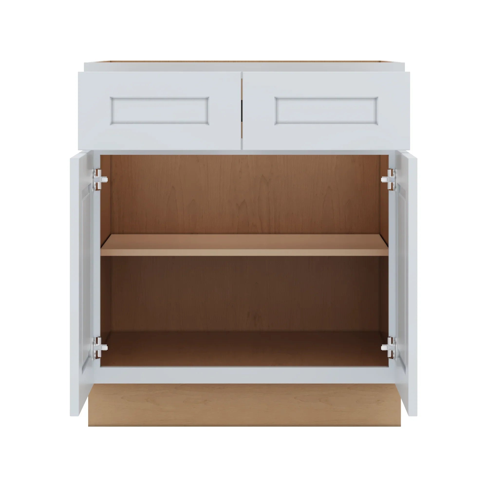 J&K White Shaker S8 Double Door Standard Base Cabinet   30" W