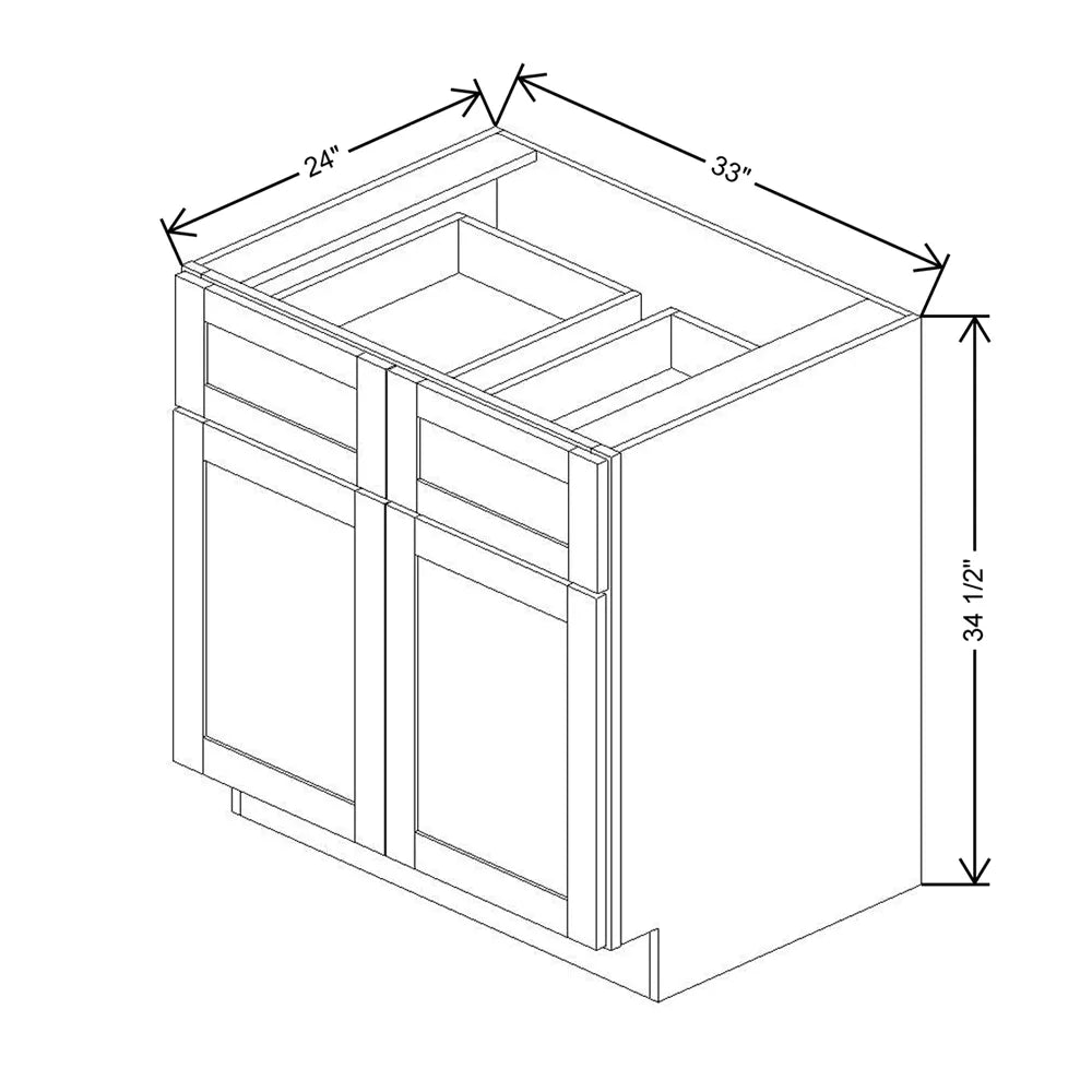 Kitchen Cabinet Distributors Shaker Designer White 5PC Double Door Standard Base Cabinet - 33" W