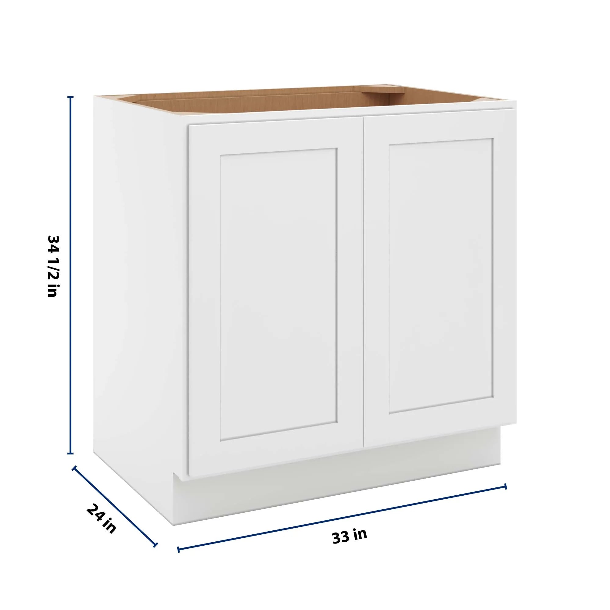 cnc luxor 5 piece white 33 w full height double door base cabinet w 2 pullout shelf