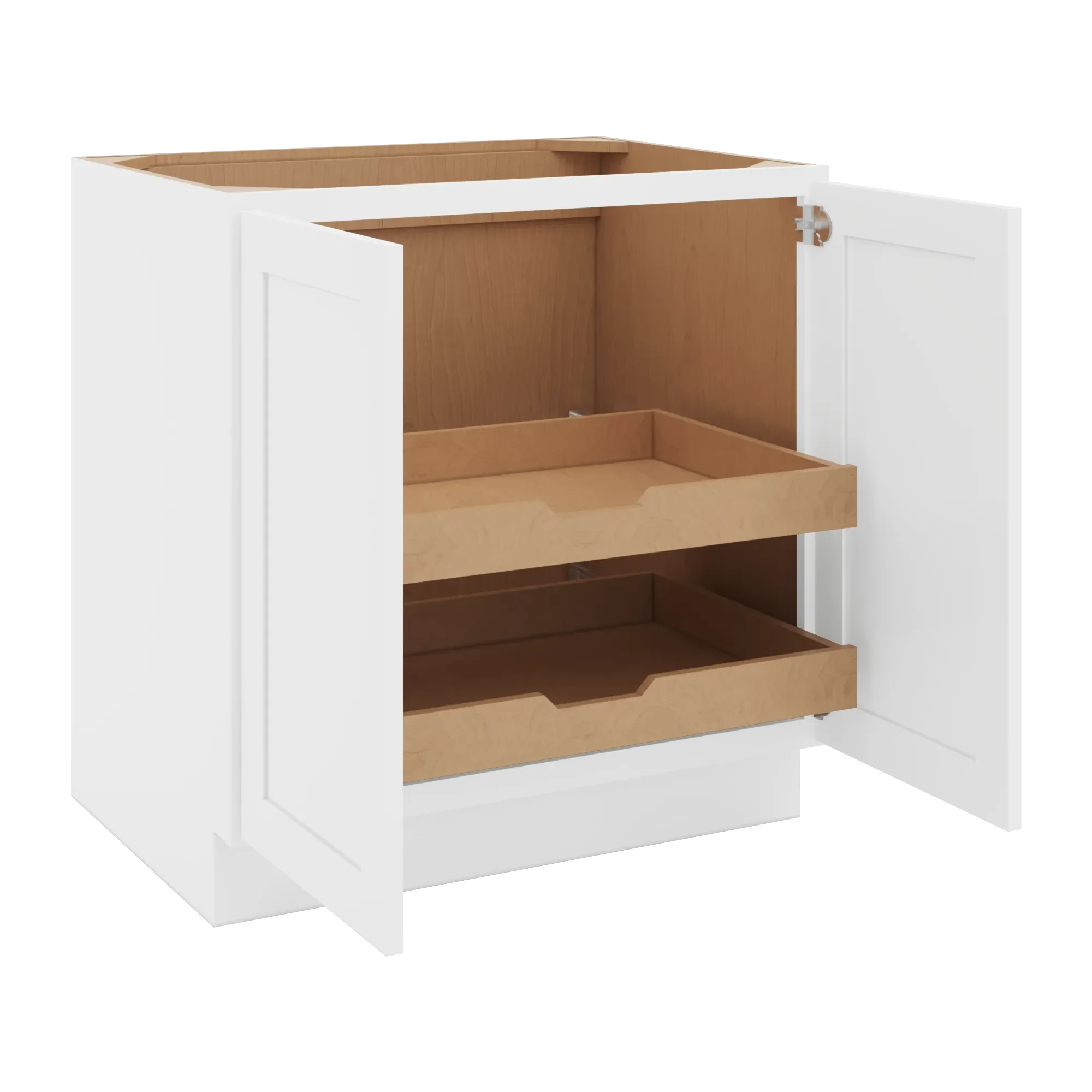 cnc luxor 5 piece white 33 w full height double door base cabinet w 2 pullout shelf