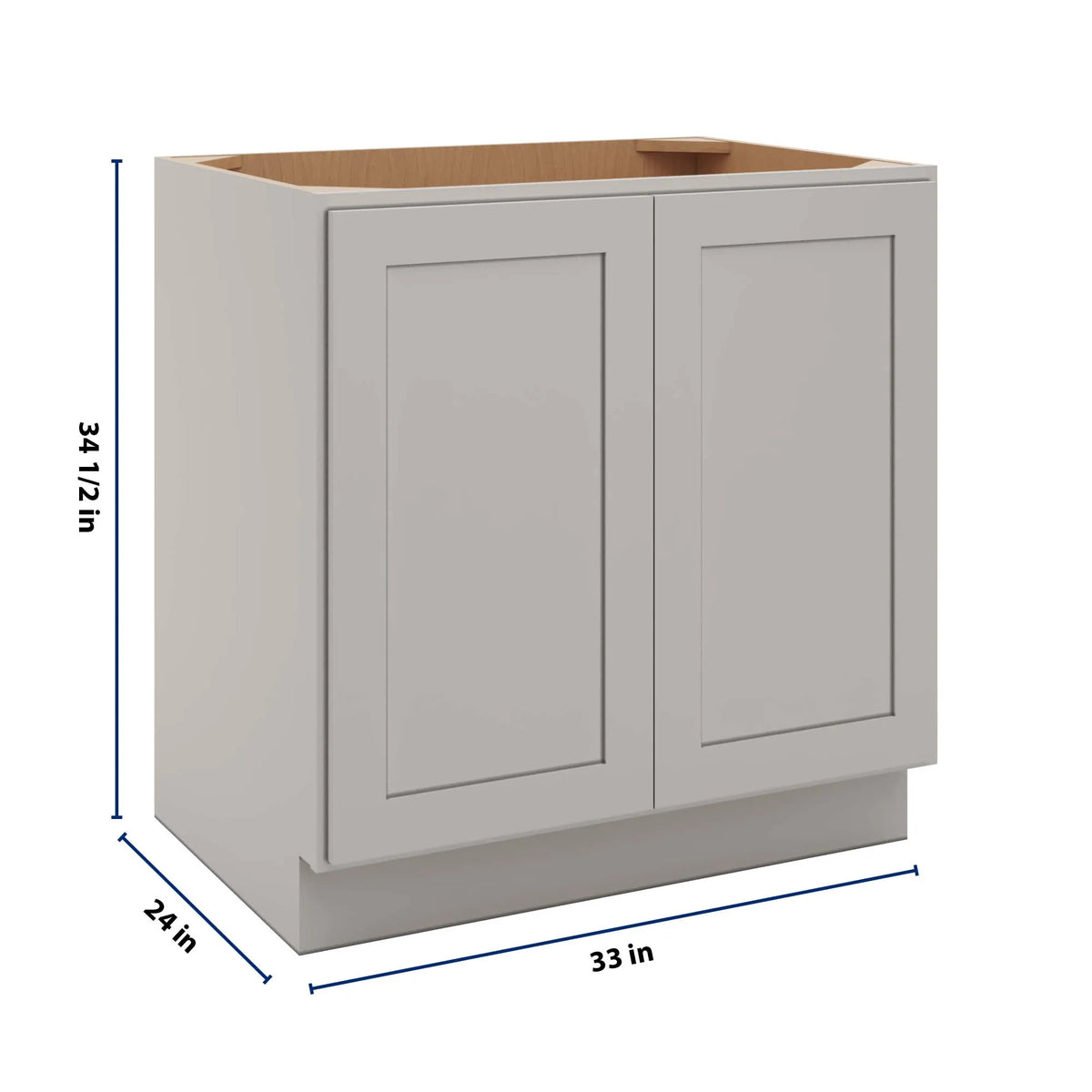 CNC Luxor 5-Piece Misty Grey 33" W Full Height Double Door Base Cabinet