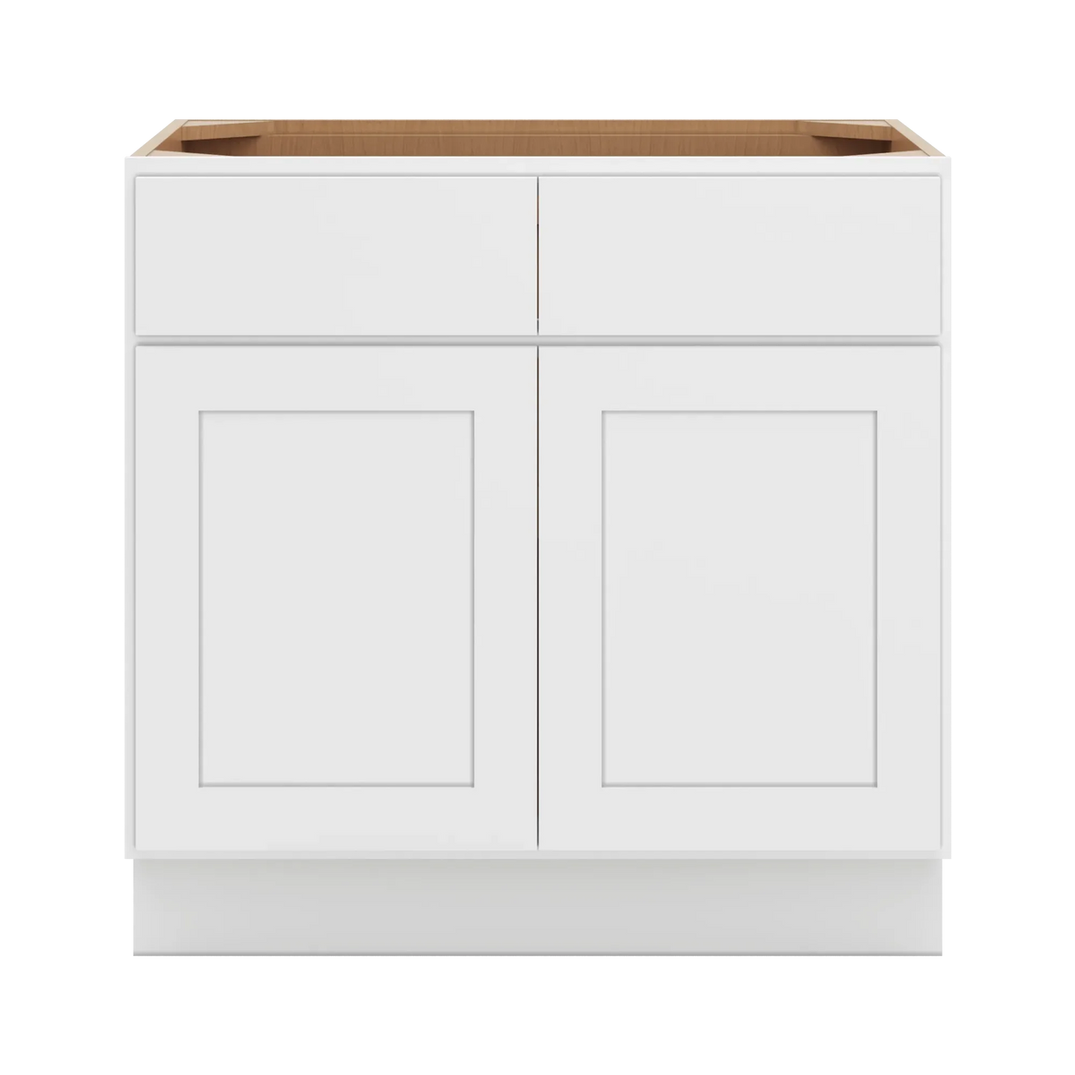 cnc luxor white 33 w x 32 1 2 h double door 2 drawer base cabinet