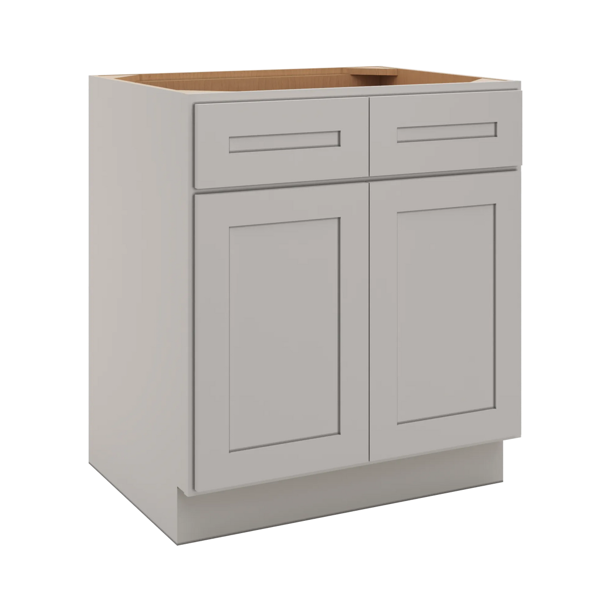 CNC Luxor 5-Piece Misty Grey 33" W 2 Drawer Double Door Base Cabinet W/ 1 Pullout Shelf