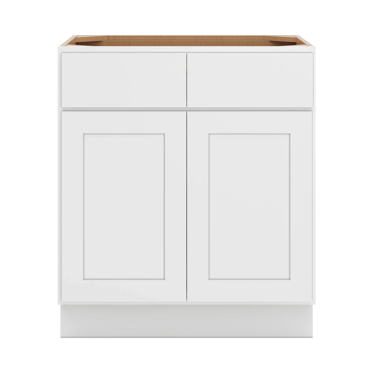 cnc luxor white 33 w 2 drawer double door base cabinet w 1 pullout shelf