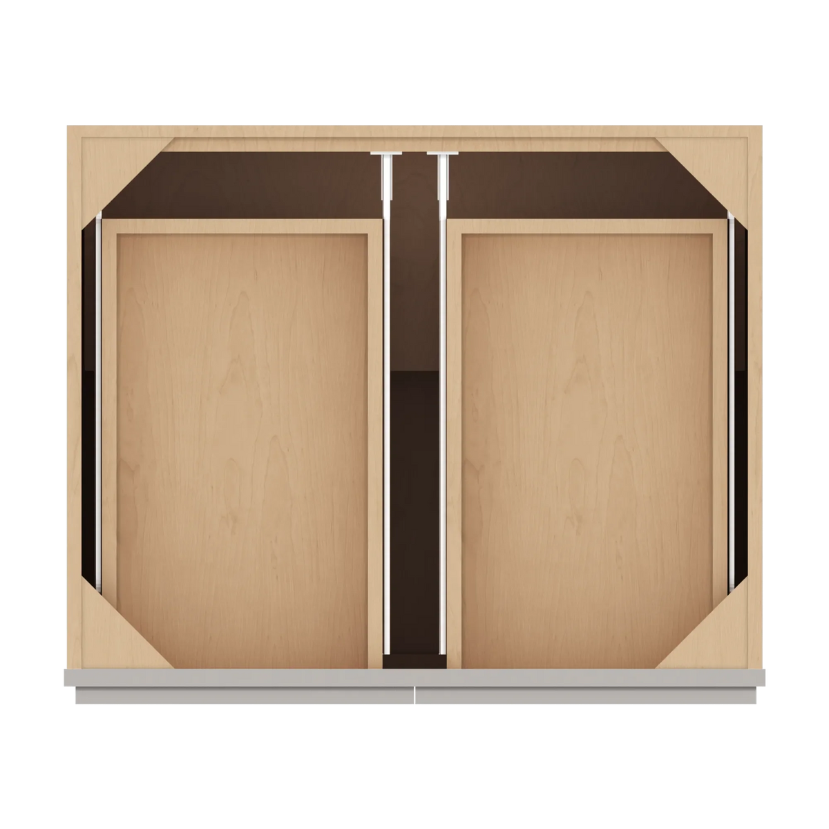 cnc luxor misty grey 33 w 2 drawer double door base cabinet w 1 pullout shelf