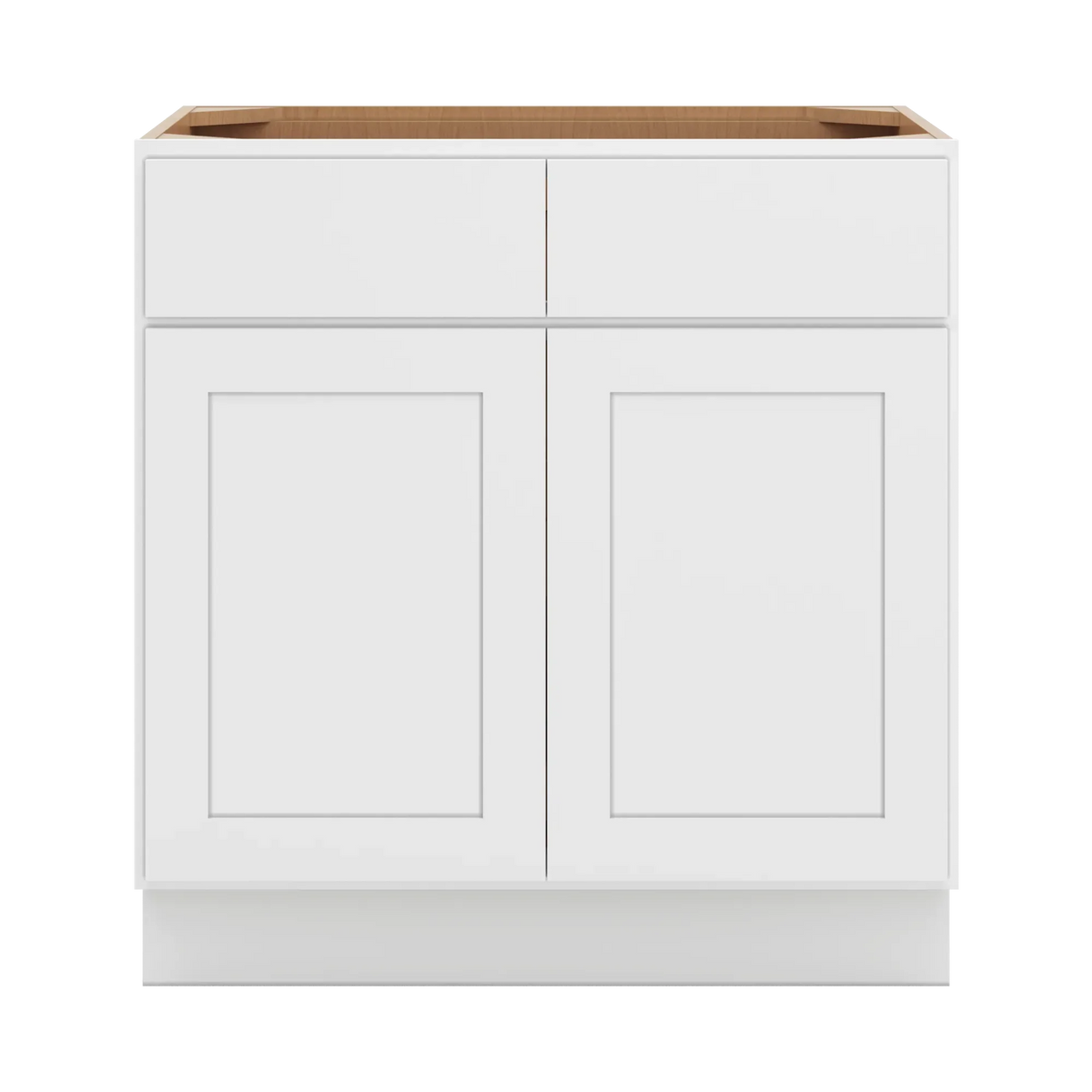 cnc luxor white 33 w 2 drawer double door base cabinet w 2 pullout shelf