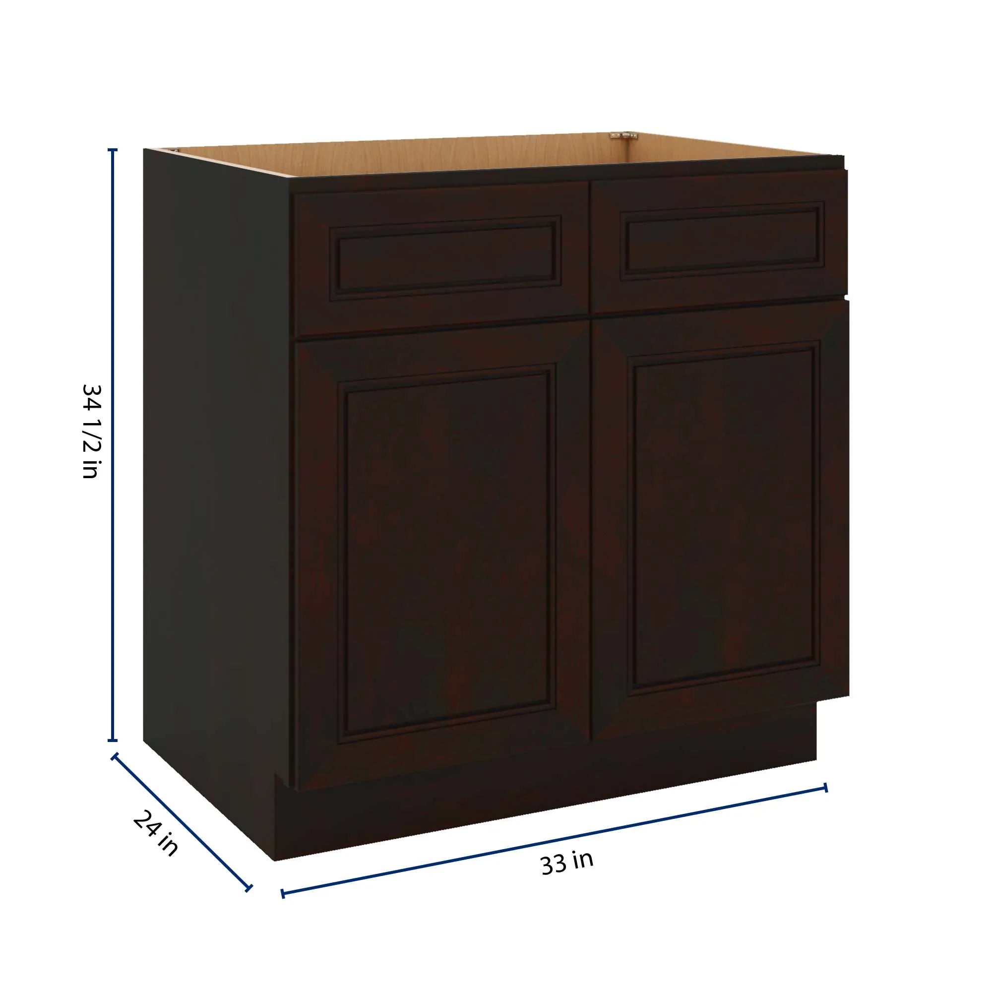 J&K Espresso K8 Double Door Standard Base Cabinet - 33" W