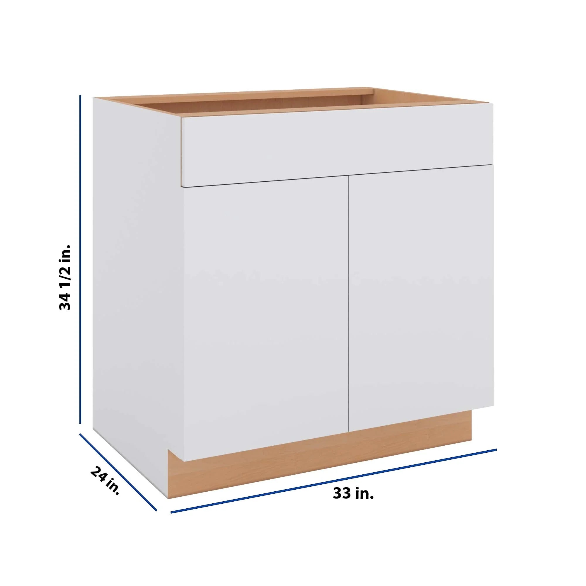 Modernform Cabinet Matte White 33" W X 34 1/2" H X 24" D Double Door Base Cabinet