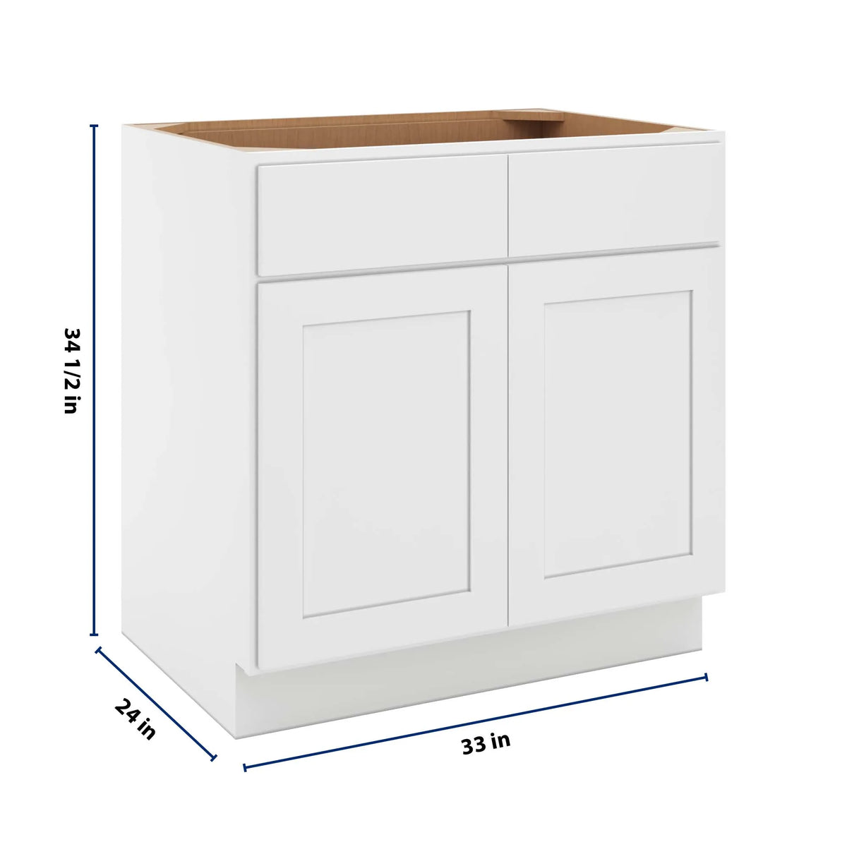 cnc luxor white 33 w 2 drawer double door base cabinet