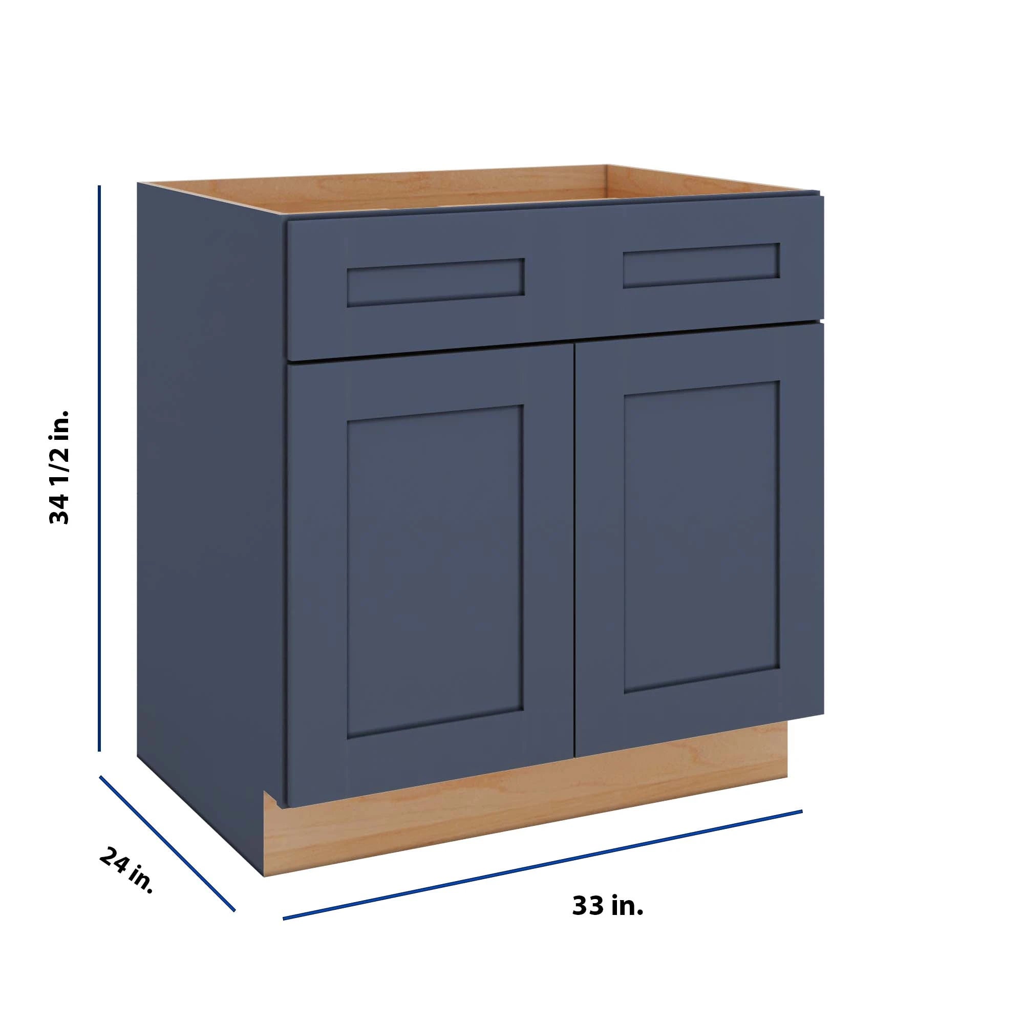 Modernform Cabinet Signature Blue 33" W X 34 1/2" H X 24" D Double Door Base Cabinet