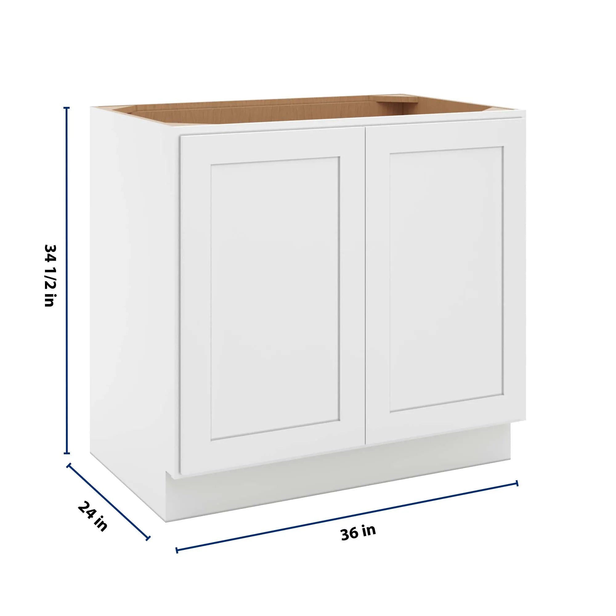 cnc luxor 5 piece white 36 w full height double door base cabinet w 1 pullout shelf