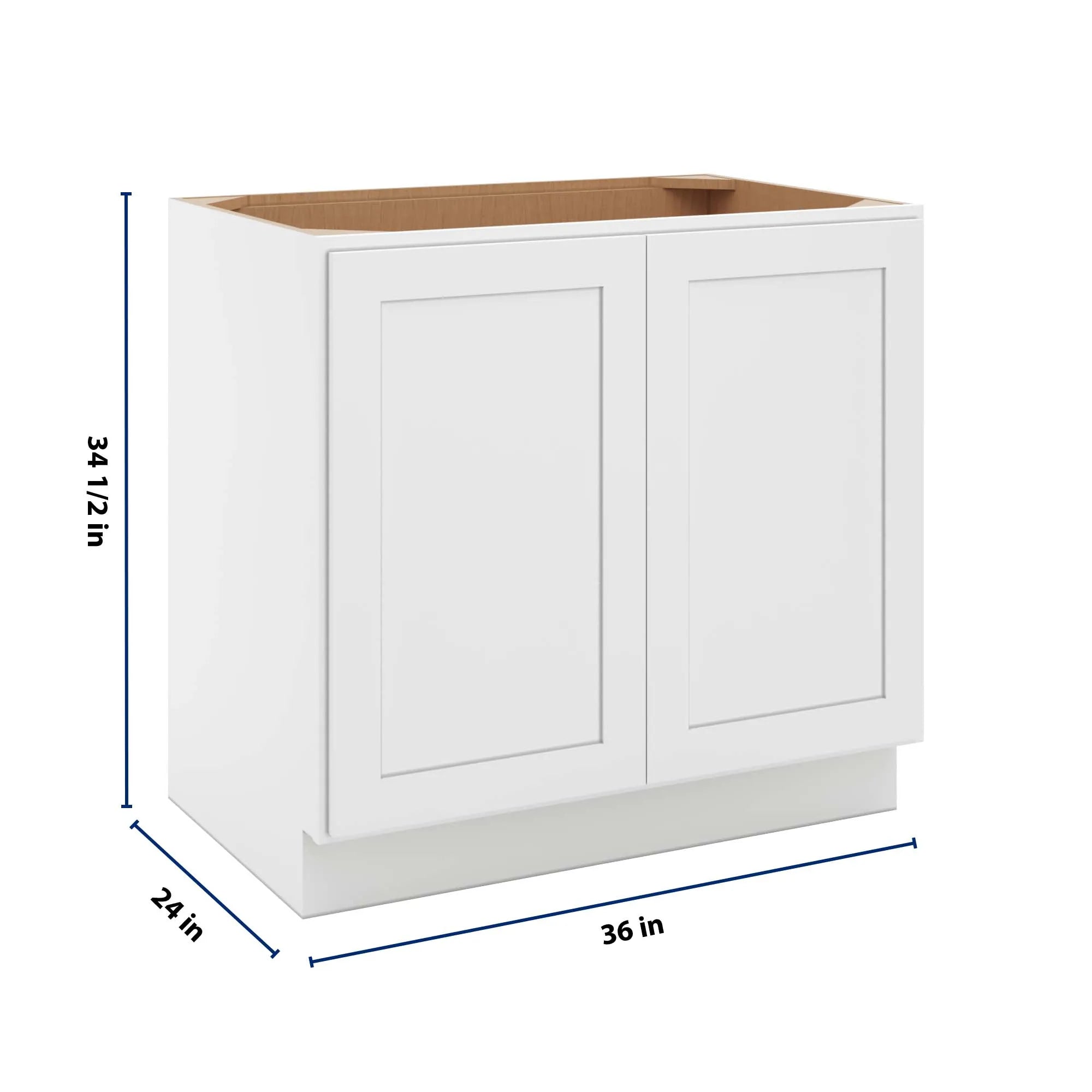 cnc luxor 5 piece white 36 w full height double door base cabinet w 2 pullout shelf