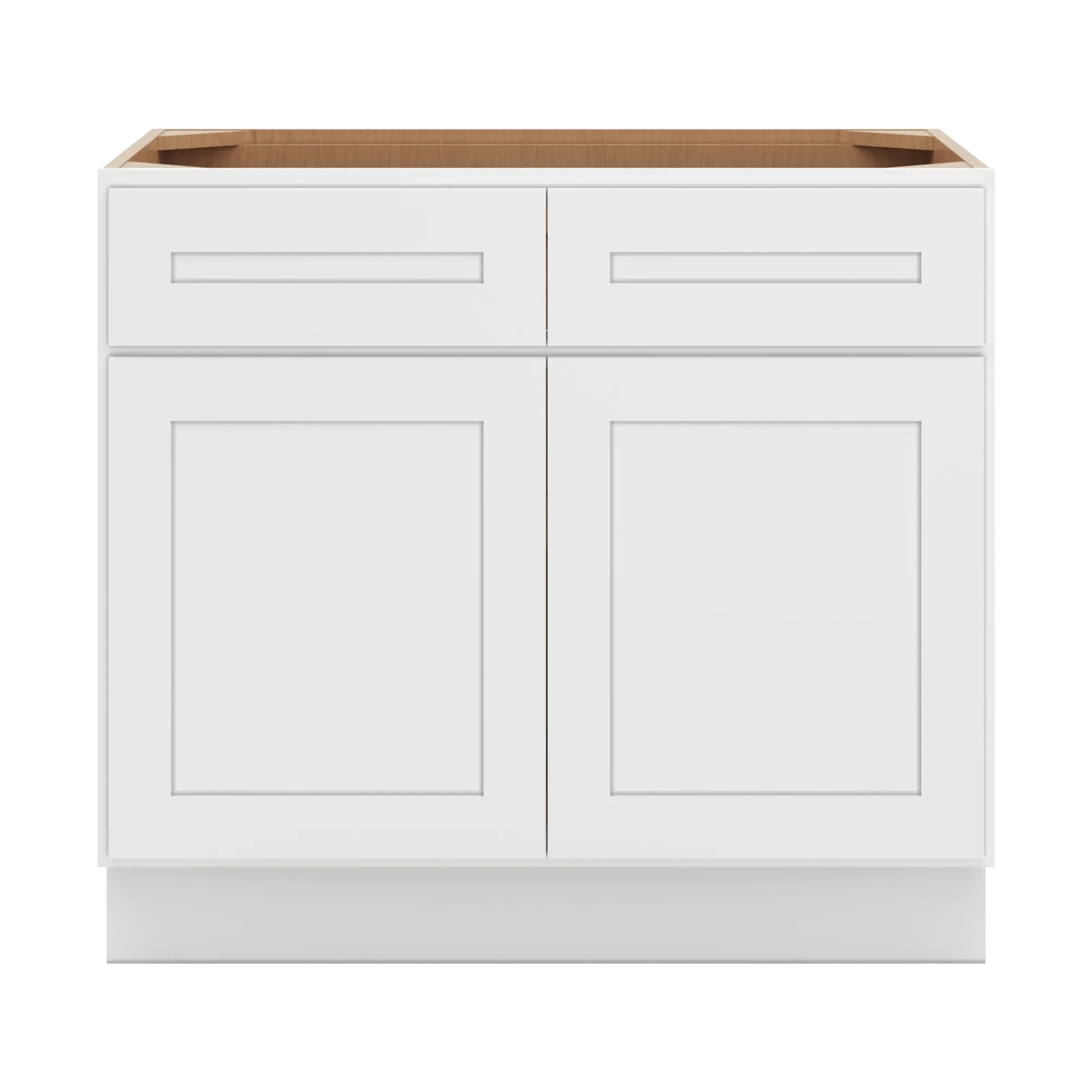 cnc luxor 5 piece white 36 w x 32 1 2 h double door 2 drawer base cabinet