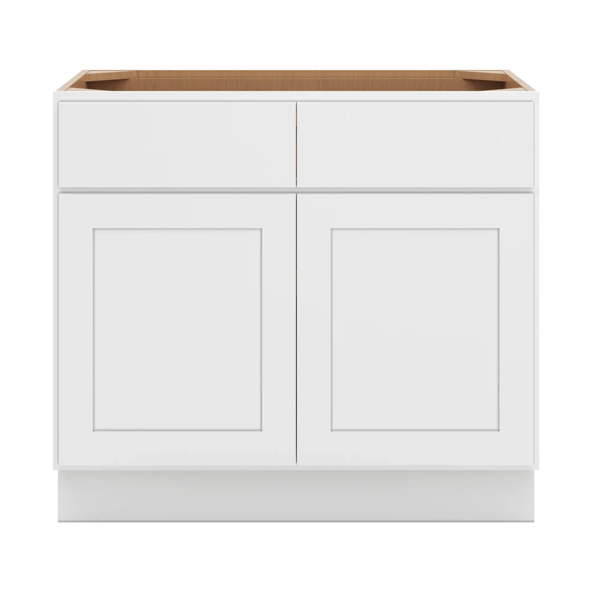 cnc luxor white 36 w x 32 1 2 h double door 2 drawer base cabinet