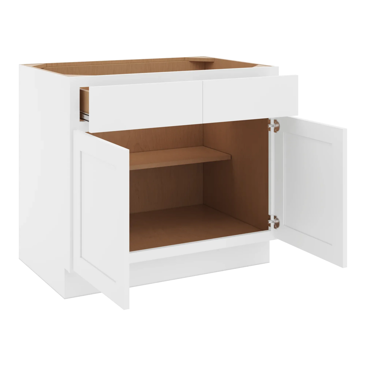 cnc luxor white 36 w x 32 1 2 h double door 2 drawer base cabinet