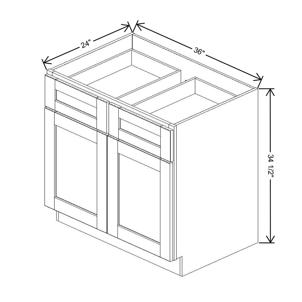 J&K Butterscotch B8 Double Door Standard Base Cabinet - 36" W