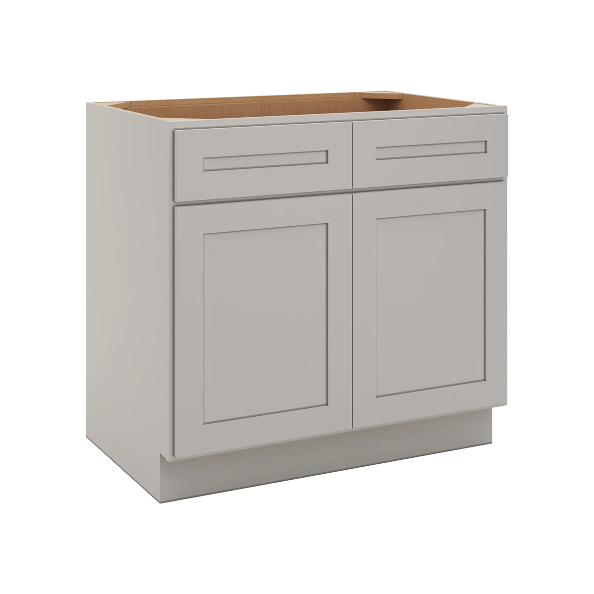 CNC Luxor 5-Piece Misty Grey 36" W 2 Drawer Double Door Base Cabinet W/ 1 Pullout Shelf