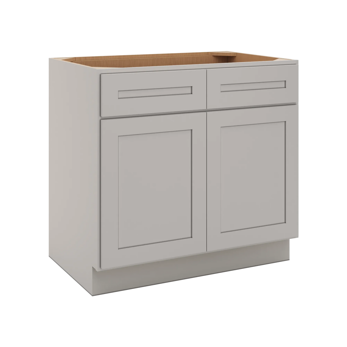 CNC Luxor 5-Piece Misty Grey 36" W 2 Drawer Double Door Base Cabinet W/ 2 Pullout Shelf