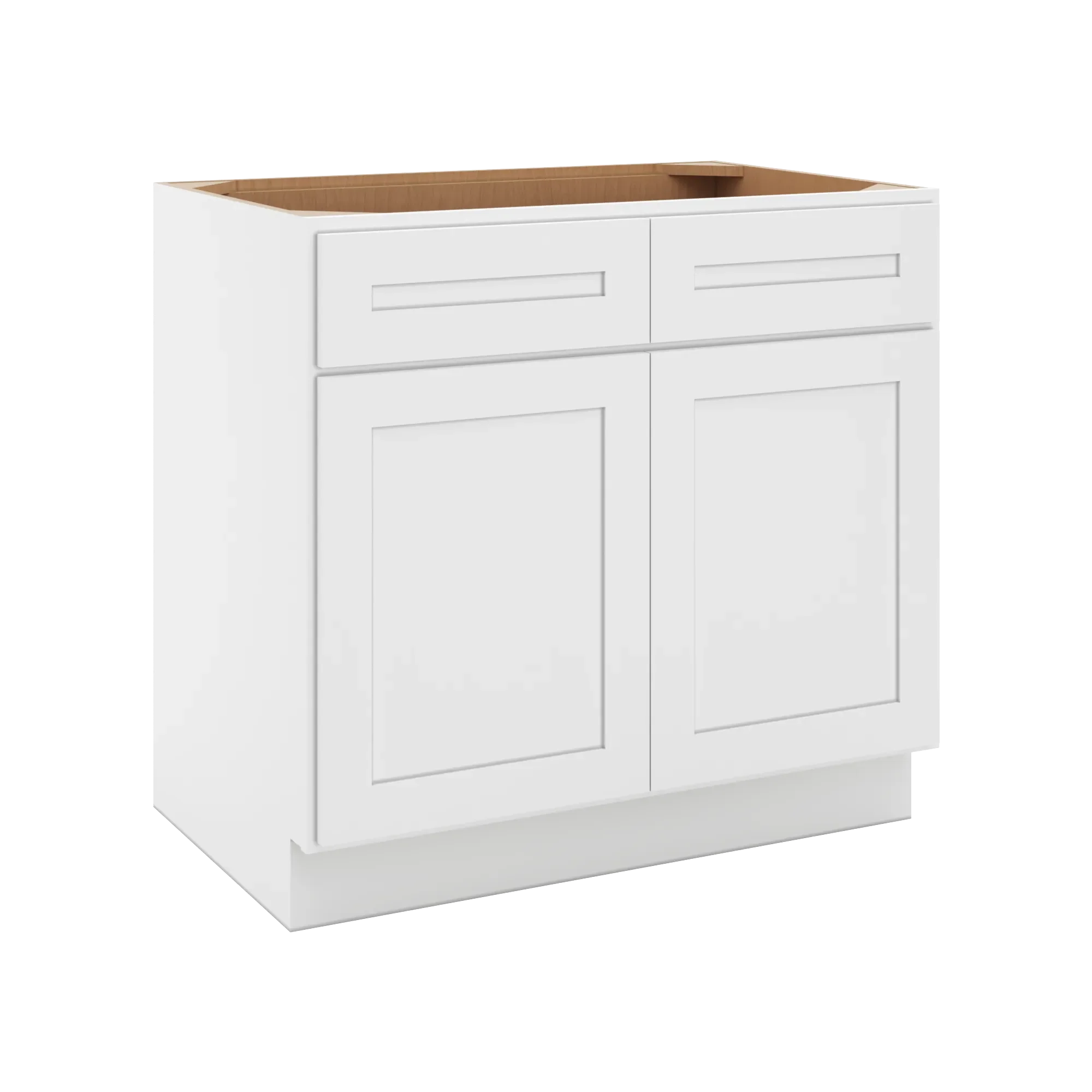 cnc luxor 5 piece white 36 w 2 drawer double door base cabinet w 2 pullout shelf