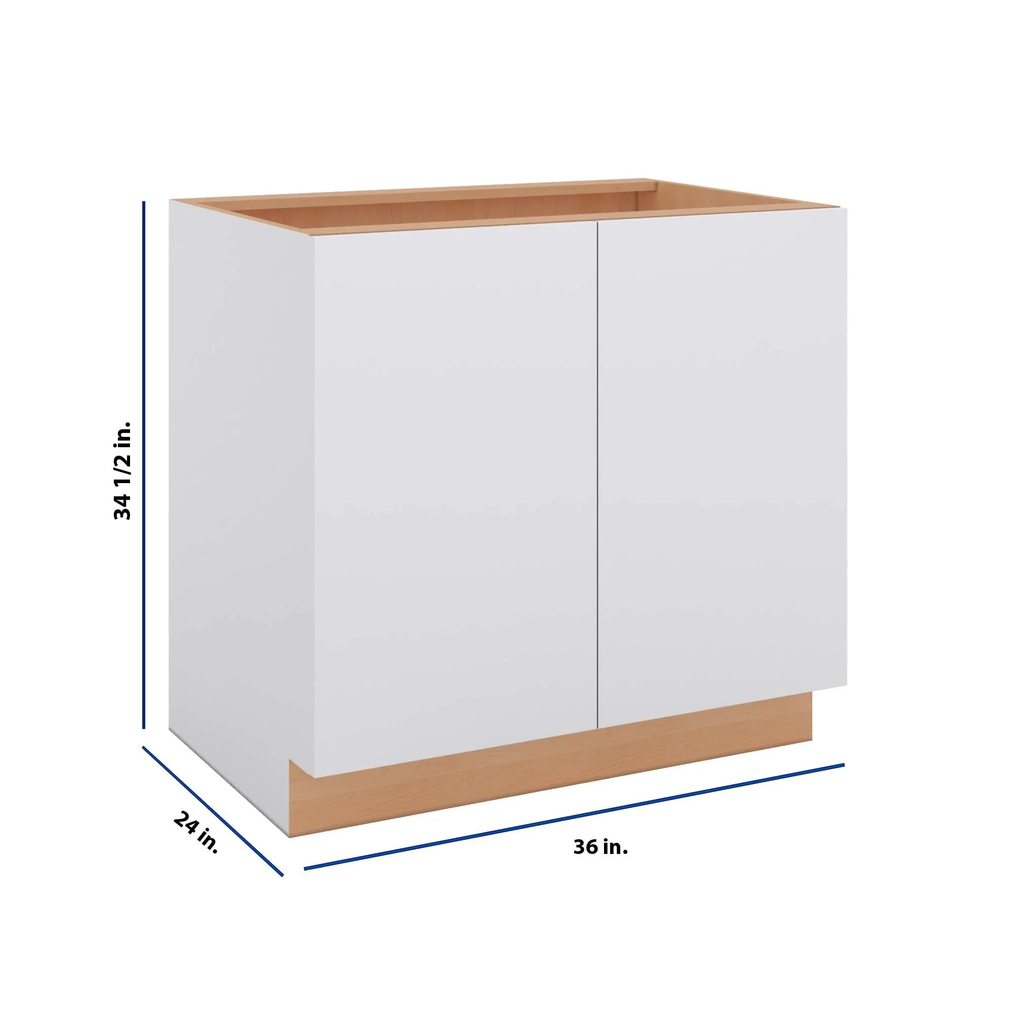 Modernform Cabinet Matte White 36" W X 34 1/2" H X 24" D Full Height Double Door Base Cabinet