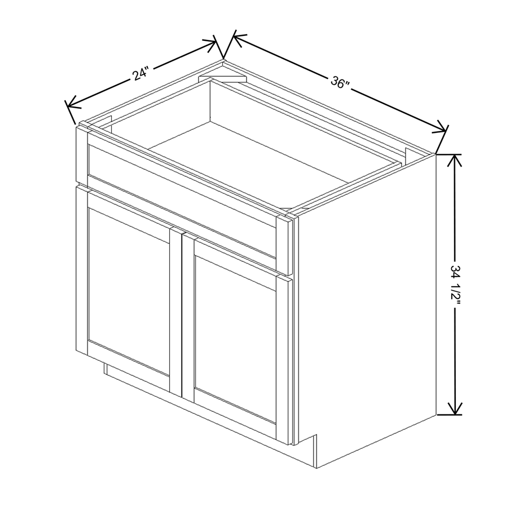 Wolf Classic Dartmouth 5-piece Pewter Paint 36"W Base Cabinet