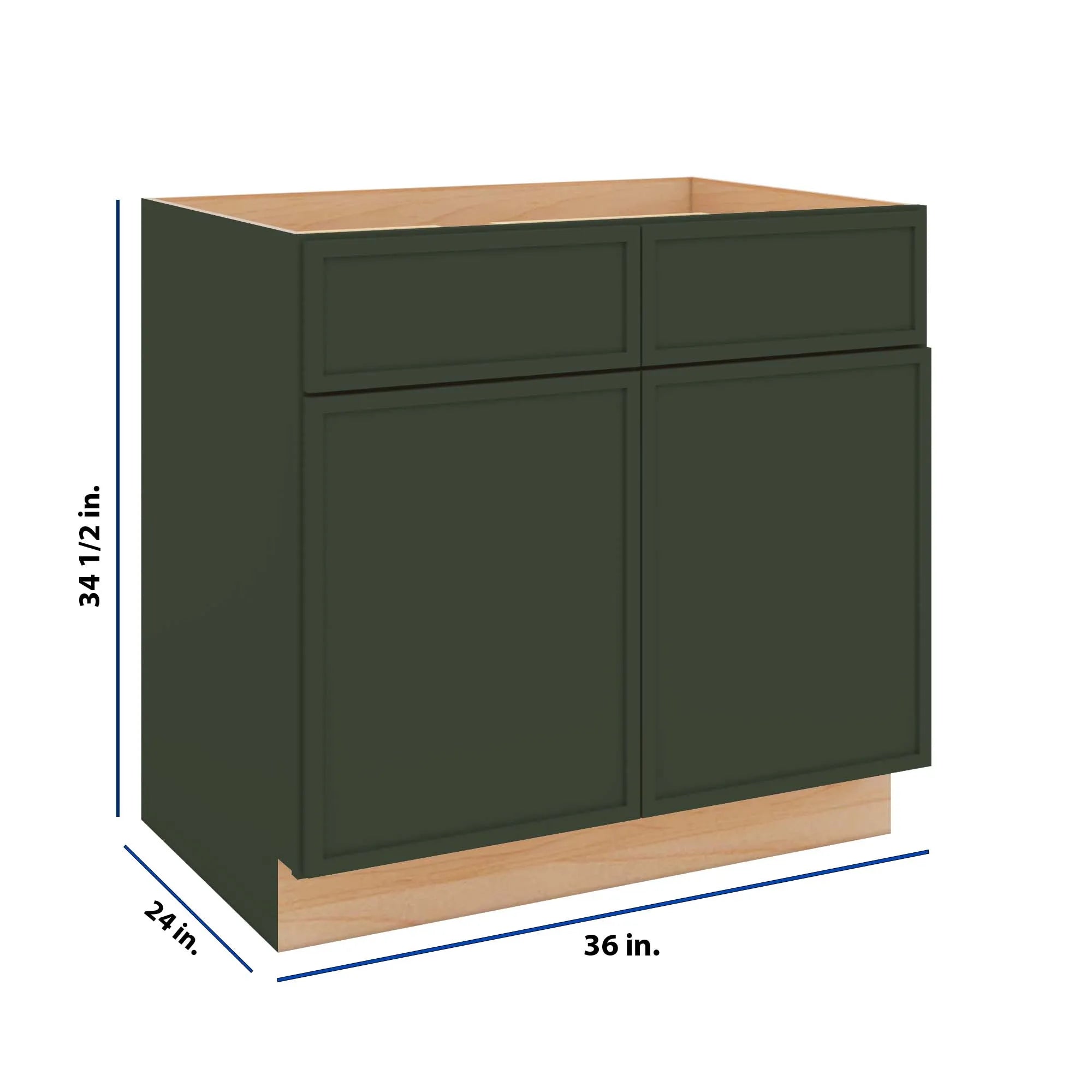 Modernform Cabinet Slim Sage Green 36" W X 34 1/2" H X 24" D Double Door Base Cabinet