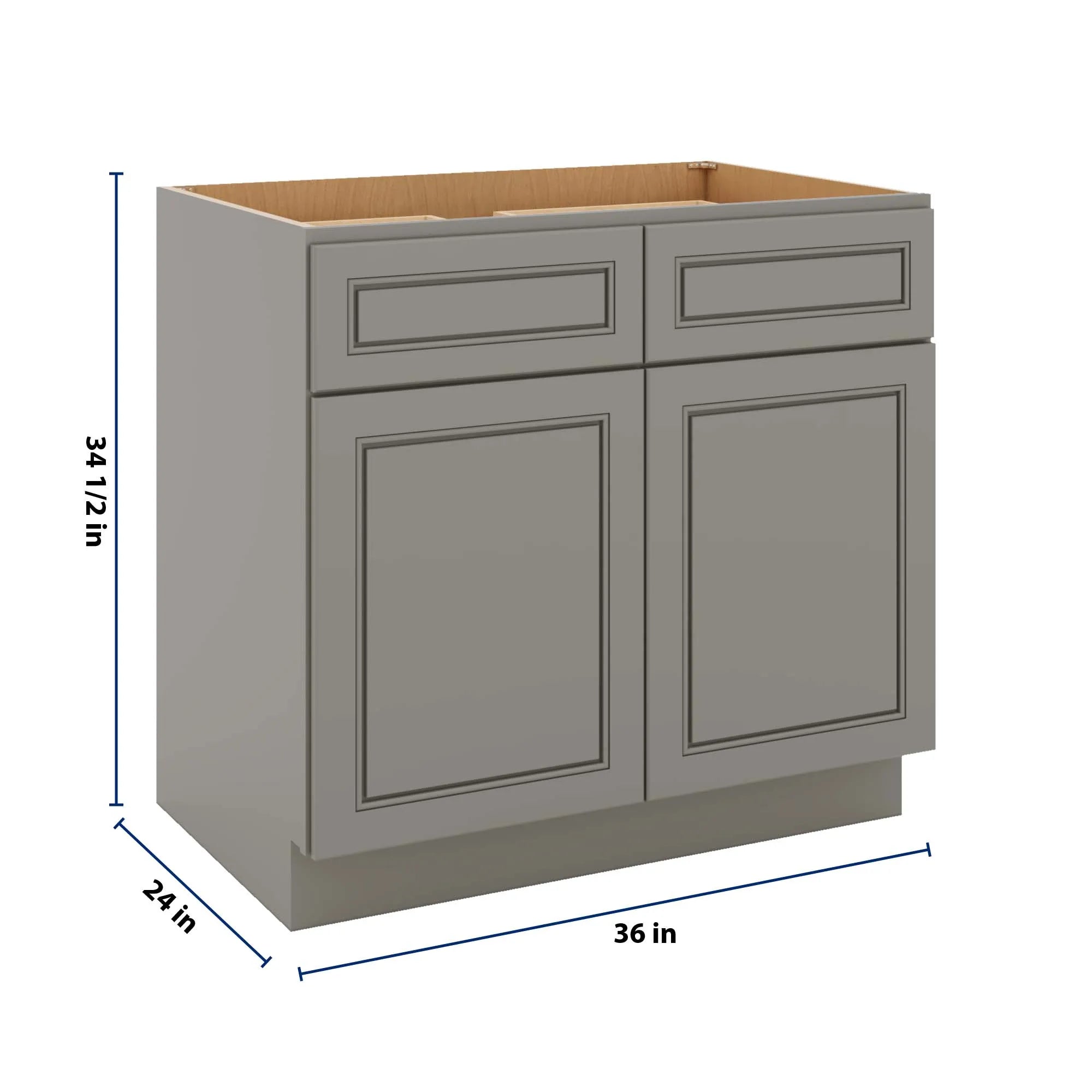 J&K Greige K3 Double Door Standard Base Cabinet - 36" W