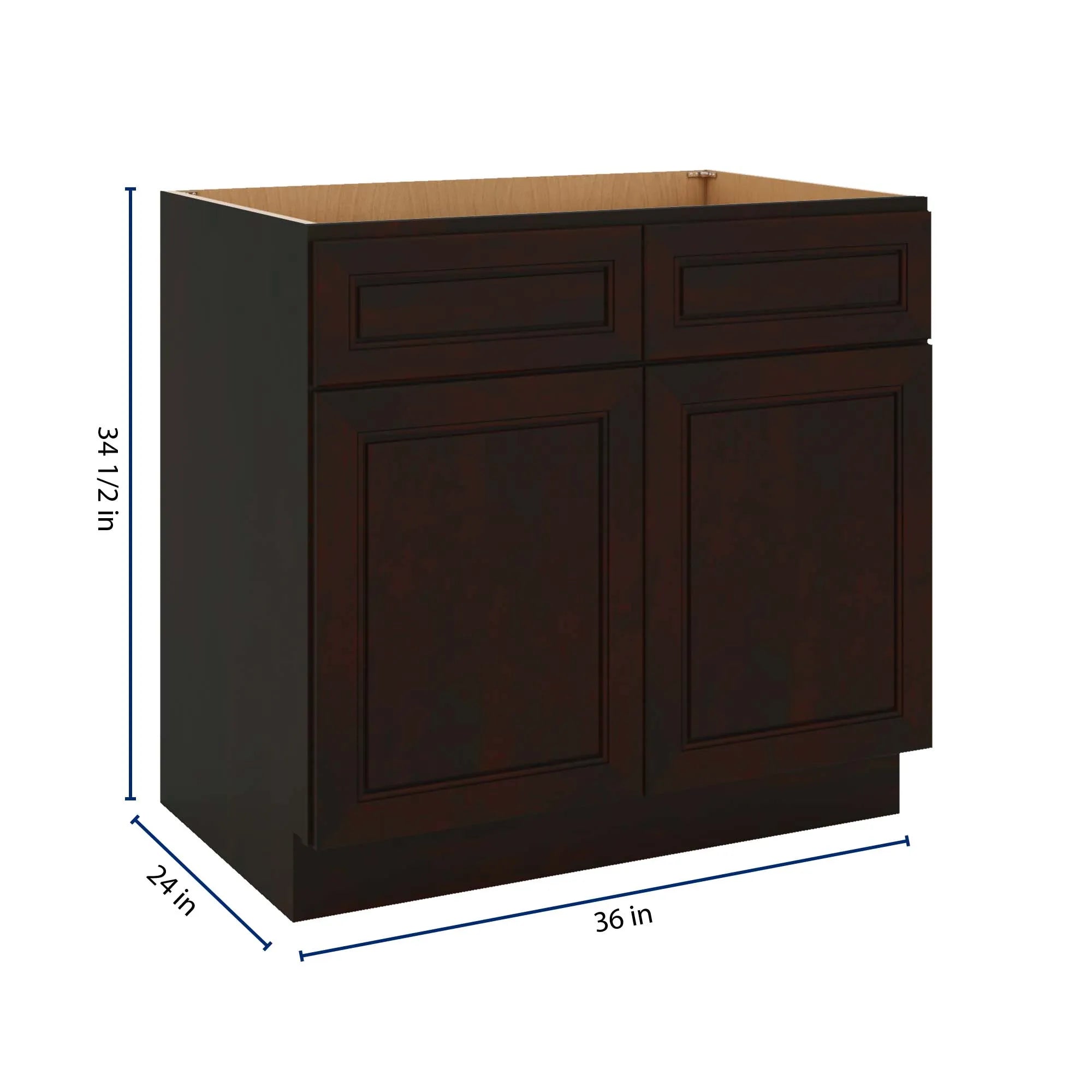 J&K Espresso K8 Double Door Standard Base Cabinet - 36" W