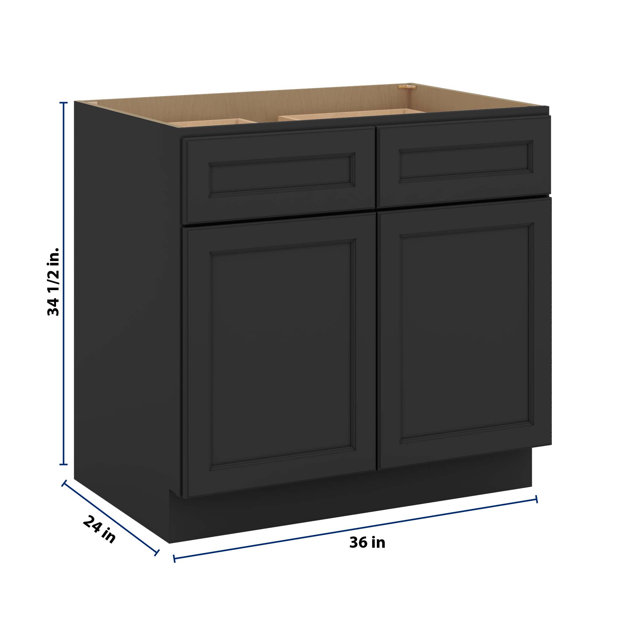 J&K Charcoal E2 Double Door Standard Base Cabinet - 36" W