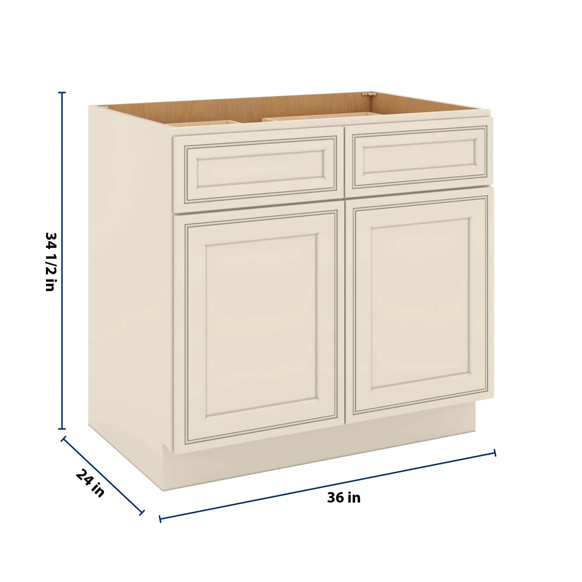 J&K Pearl Glazed H9 Double Door Standard Base Cabinet - 36" W