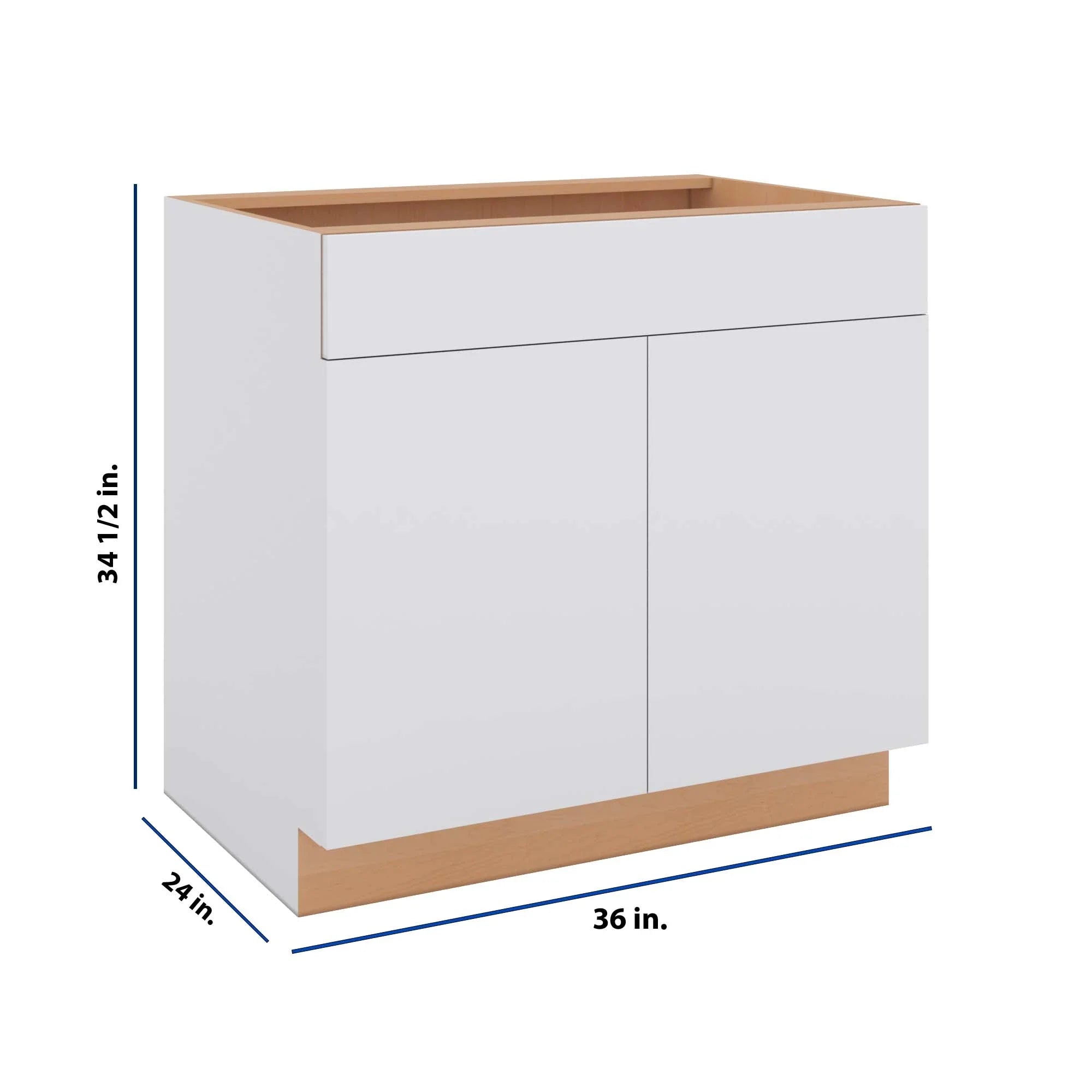 Modernform Cabinet Matte White 36" W X 34 1/2" H X 24" D Double Door Base Cabinet