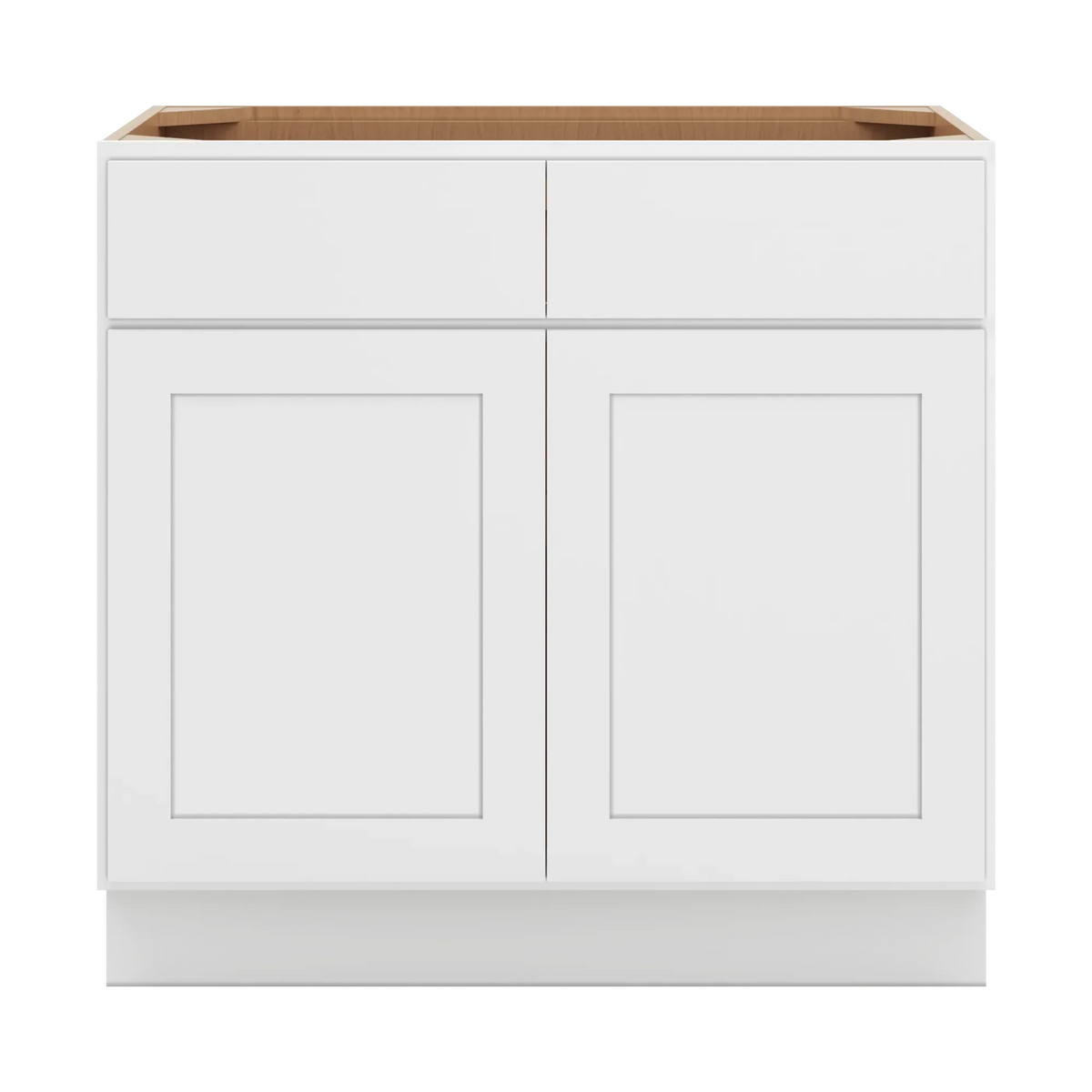 cnc luxor white 36 w 2 drawer double door base cabinet