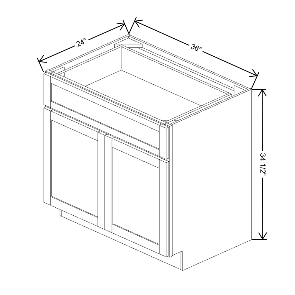 Wolf Classic Dartmouth Pewter Paint 36"W Base Cabinet