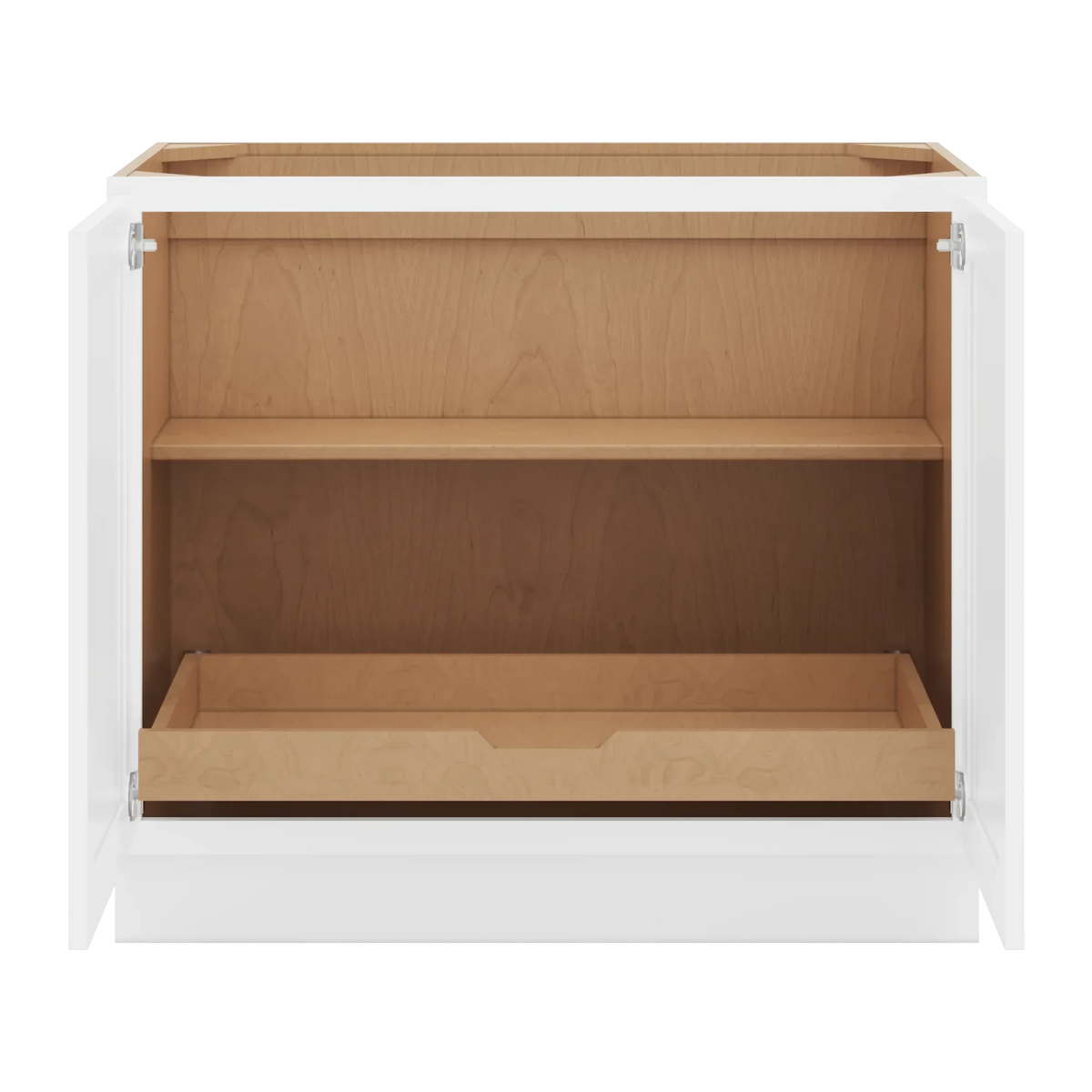 cnc luxor white 39 w full height double door base cabinet w 1 pullout shelf