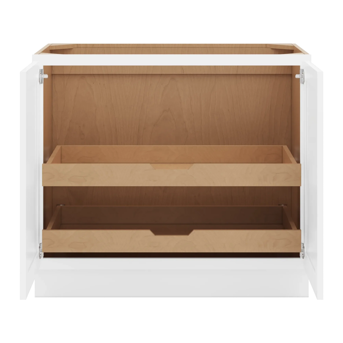 cnc luxor white 39 w full height double door base cabinet w 2 pullout shelf