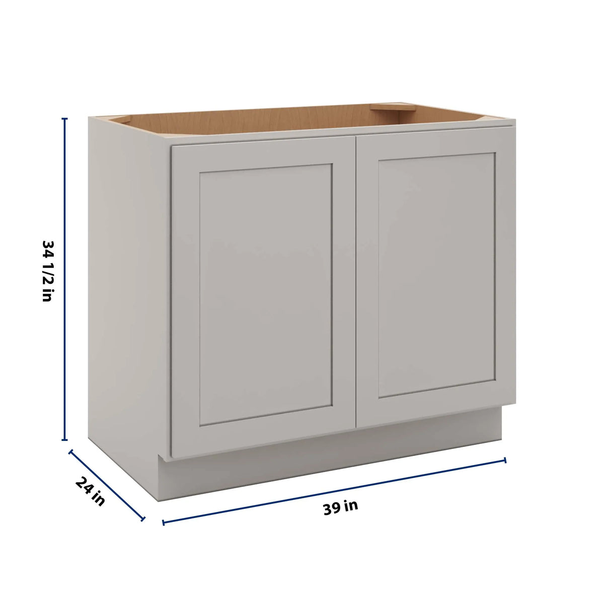 CNC Luxor 5-Piece Misty Grey 39" W Full Height Double Door Base Cabinet