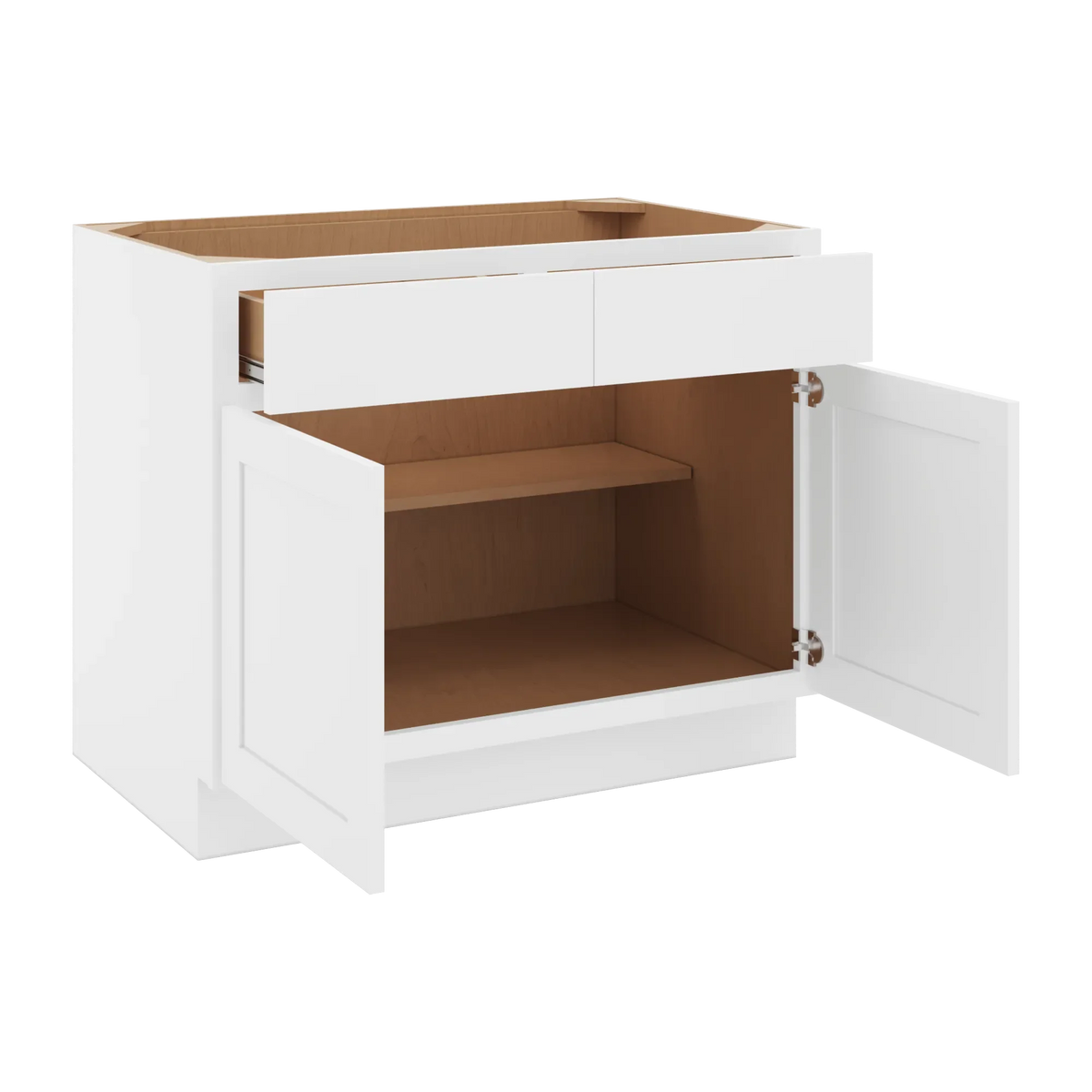 cnc luxor white 39 w x 32 1 2 h double door 2 drawer base cabinet