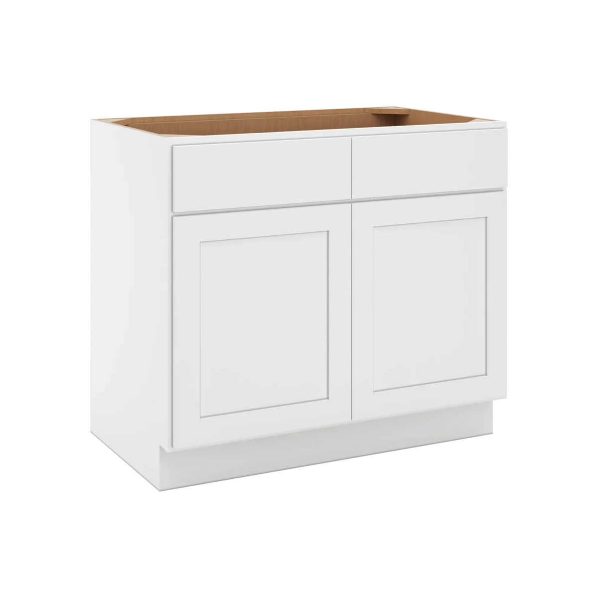 cnc luxor white 39 w 2 drawer double door base cabinet w 1 pullout shelf