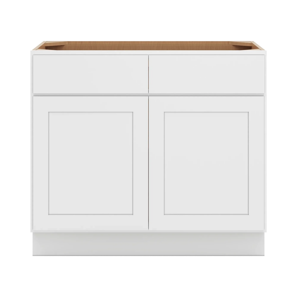 cnc luxor white 39 w 2 drawer double door base cabinet w 1 pullout shelf