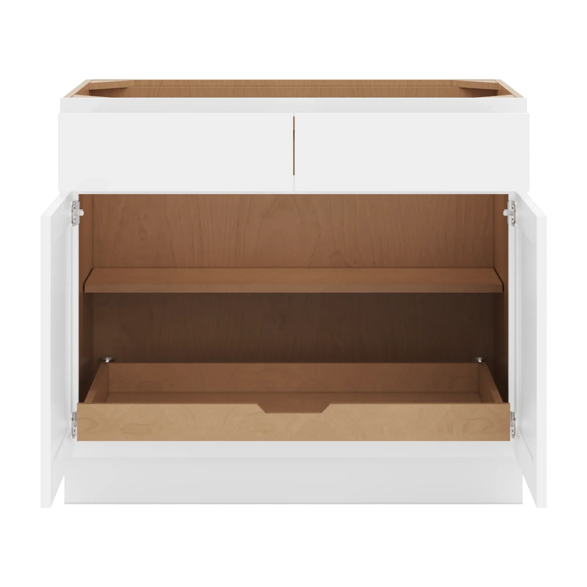 cnc luxor white 39 w 2 drawer double door base cabinet w 1 pullout shelf