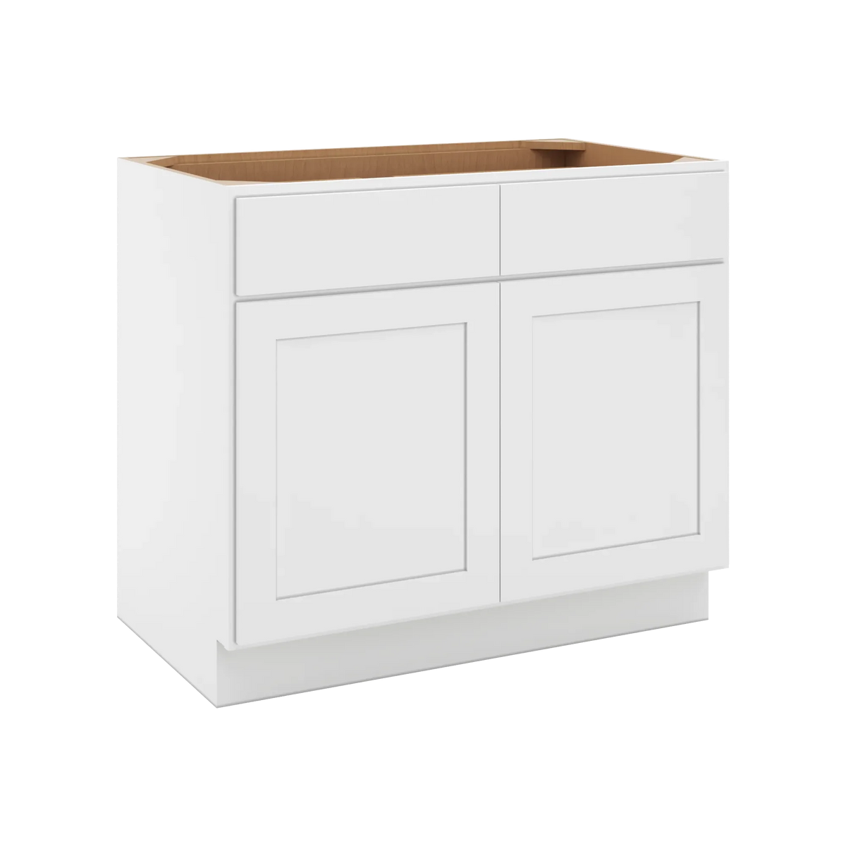 cnc luxor white 39 w 2 drawer double door base cabinet w 2 pullout shelf